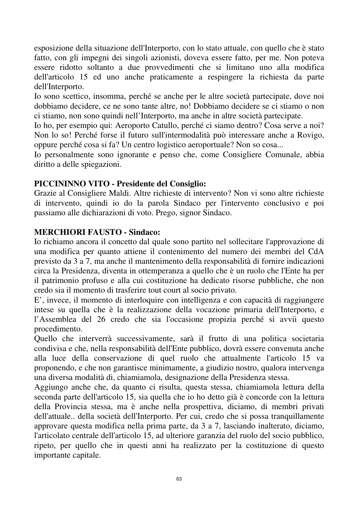 Pagina 63 del verbale