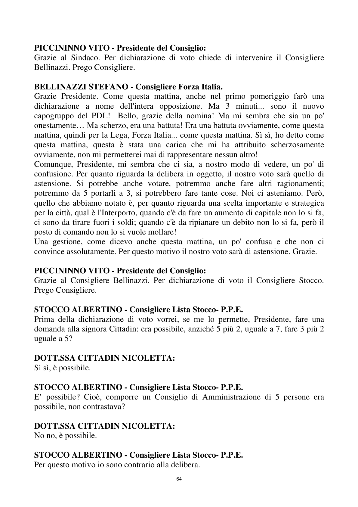 Pagina 64 del verbale