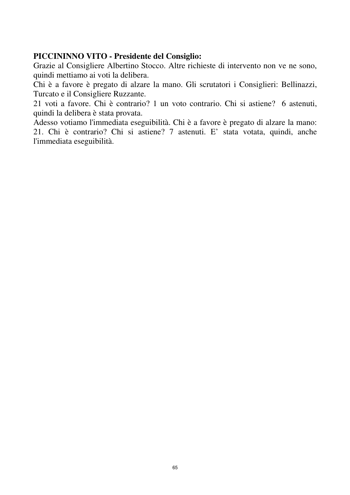 Pagina 65 del verbale