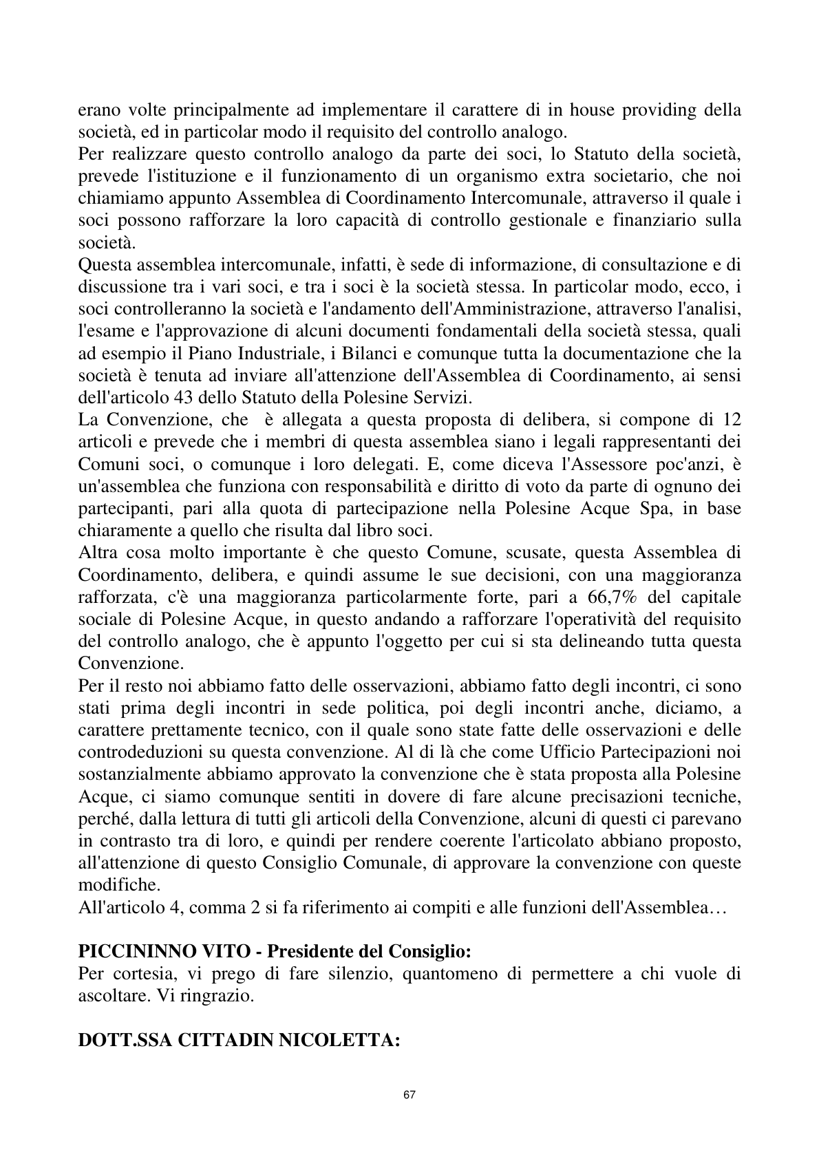 Pagina 67 del verbale