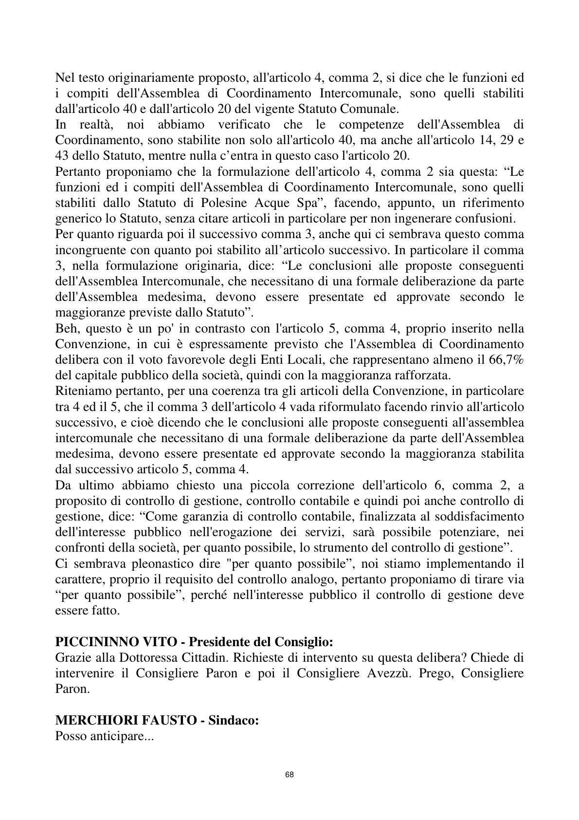 Pagina 68 del verbale