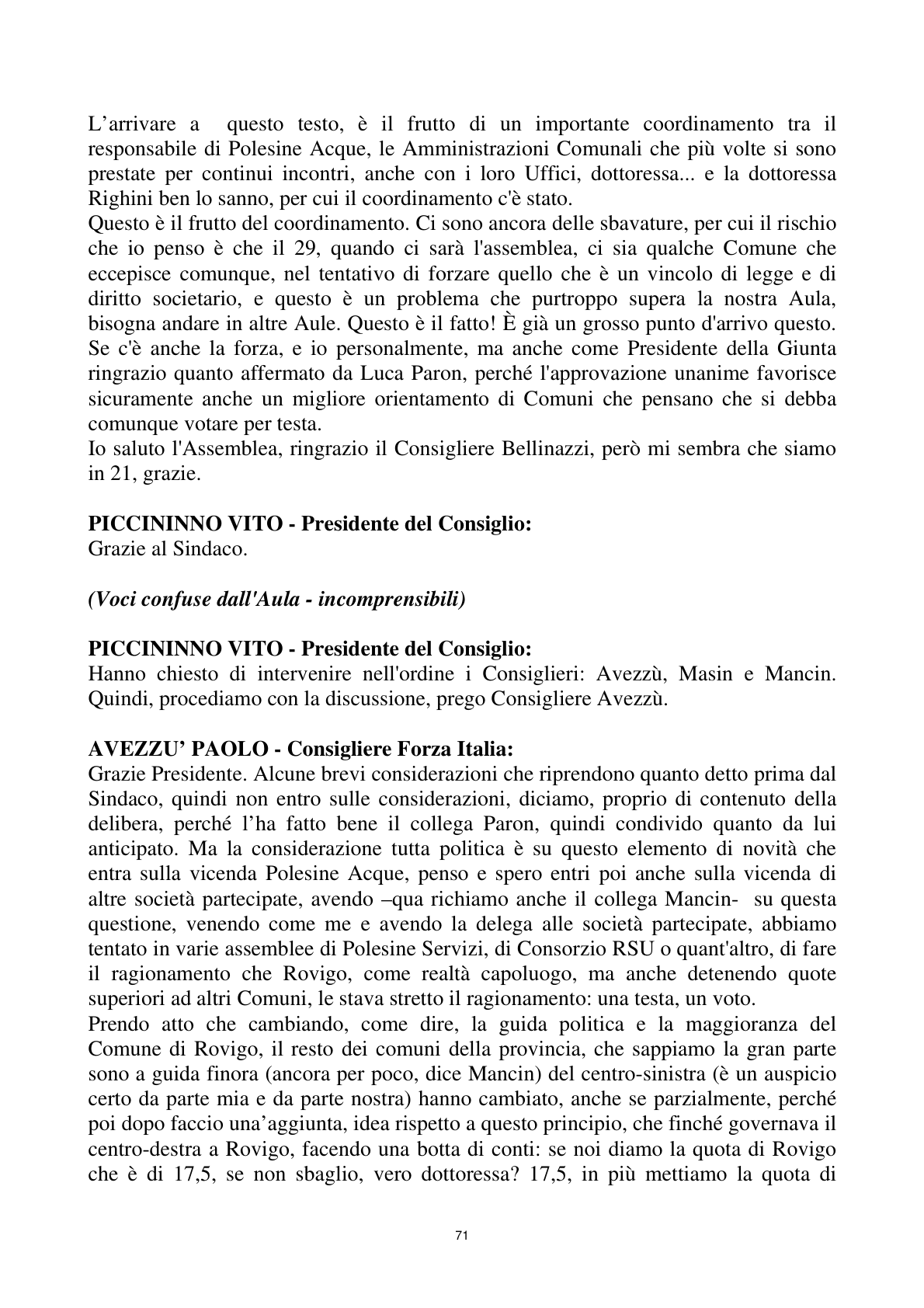 Pagina 71 del verbale