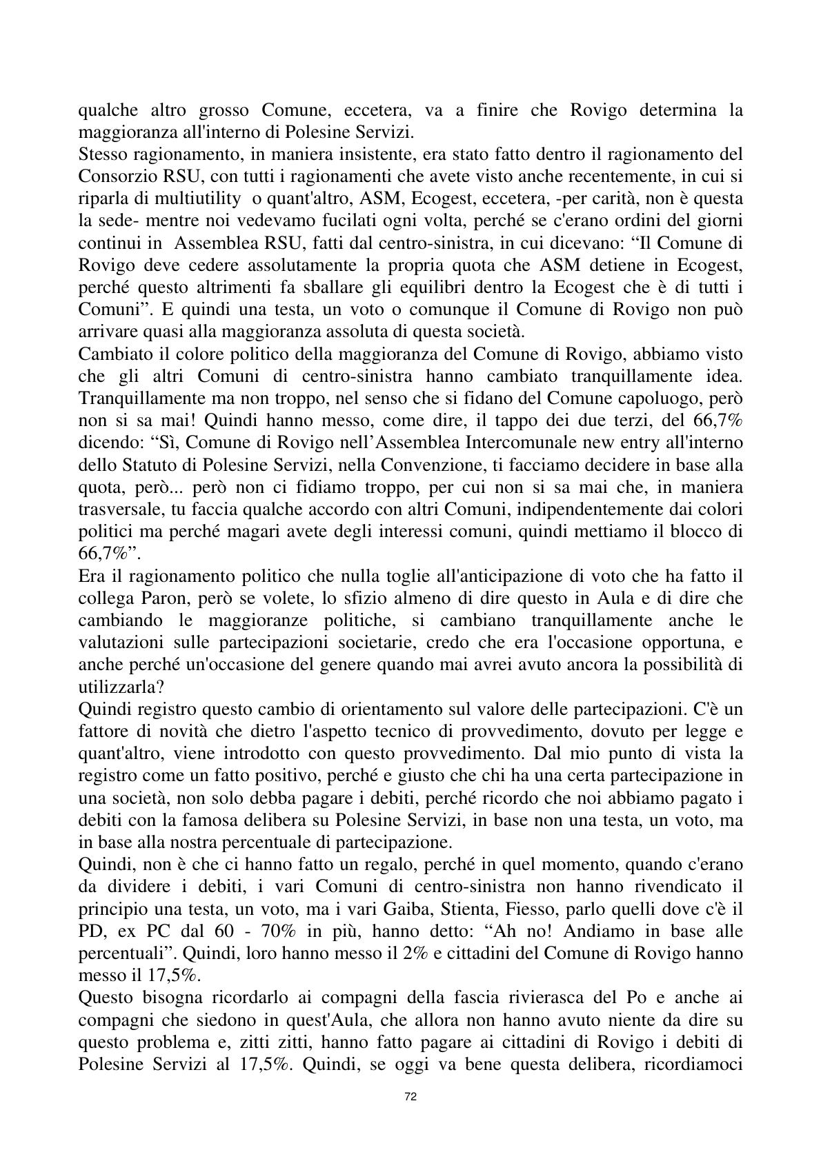 Pagina 72 del verbale