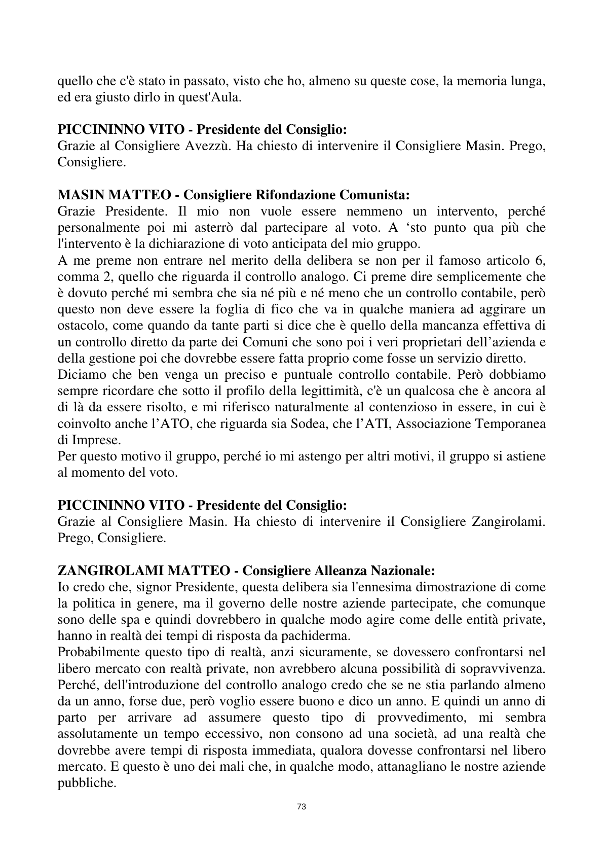 Pagina 73 del verbale