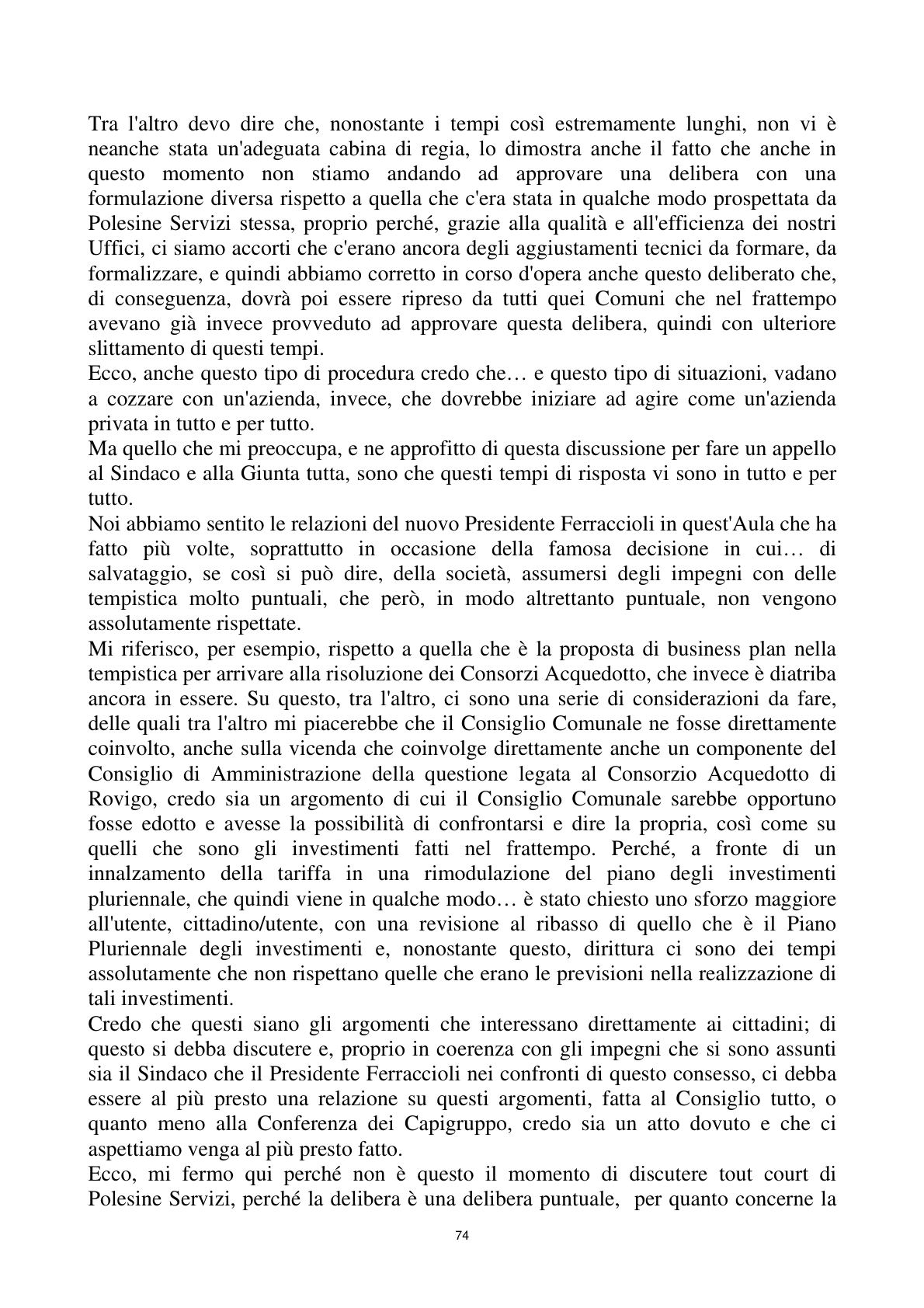 Pagina 74 del verbale