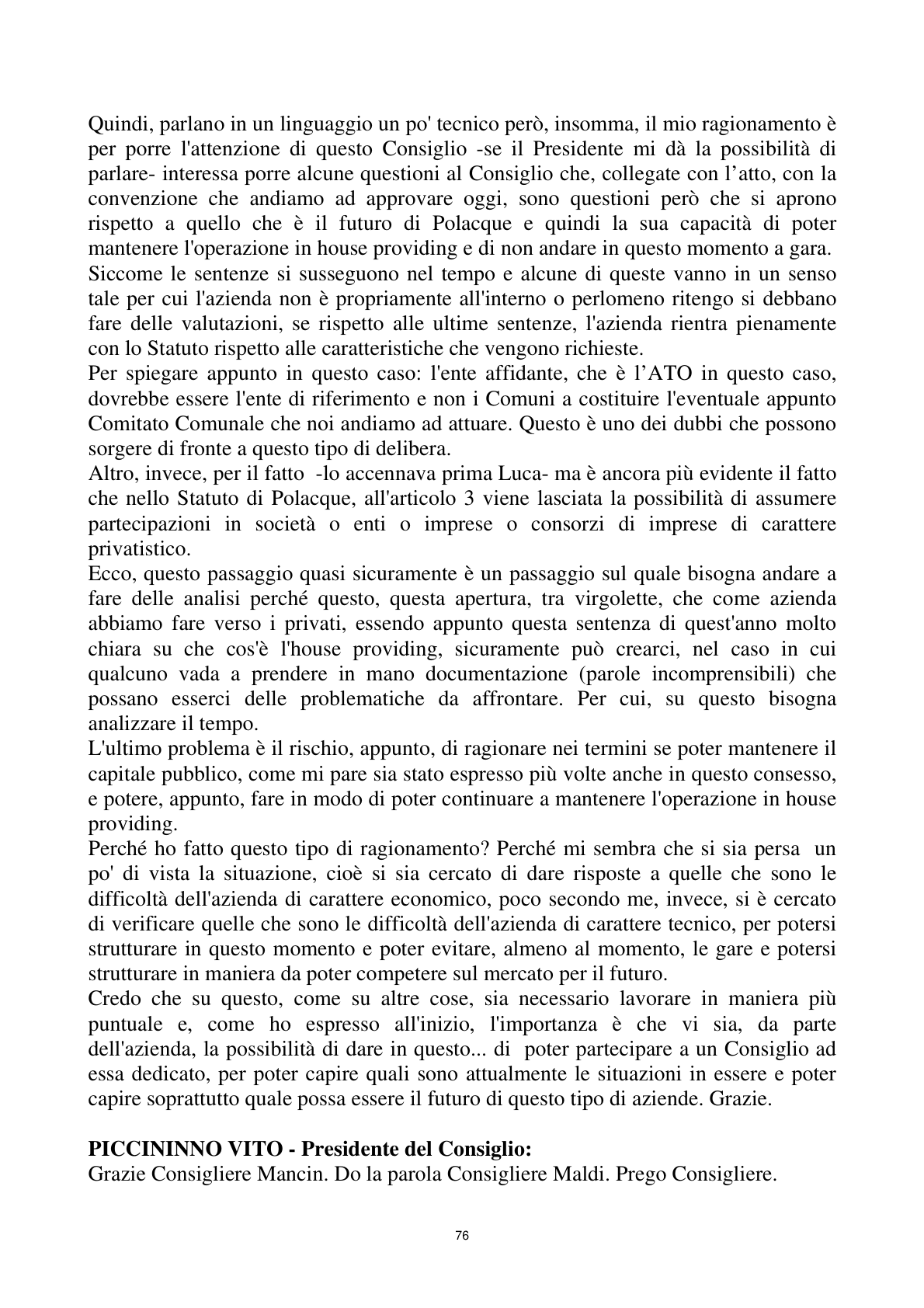 Pagina 76 del verbale