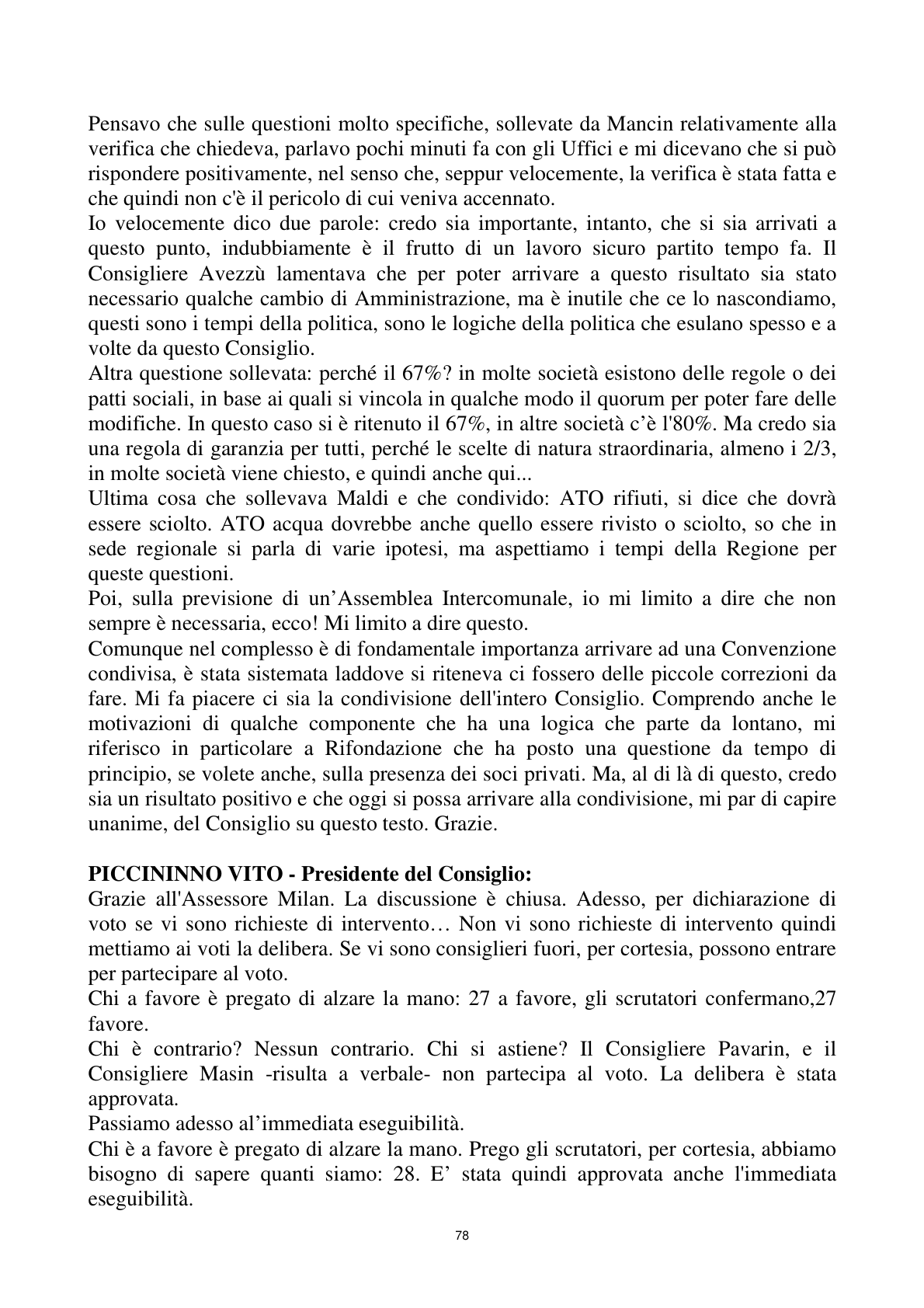 Pagina 78 del verbale