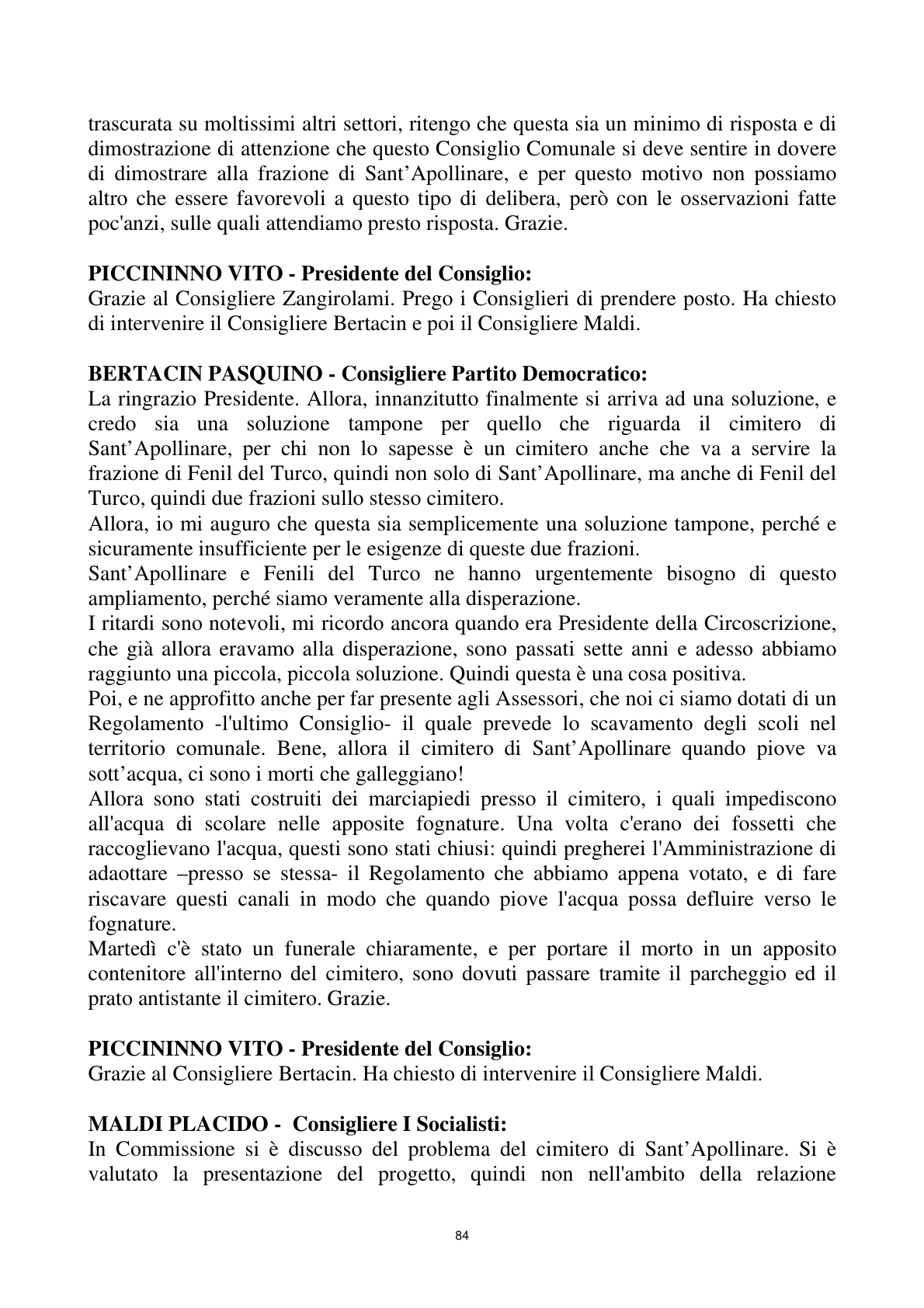 Pagina 84 del verbale