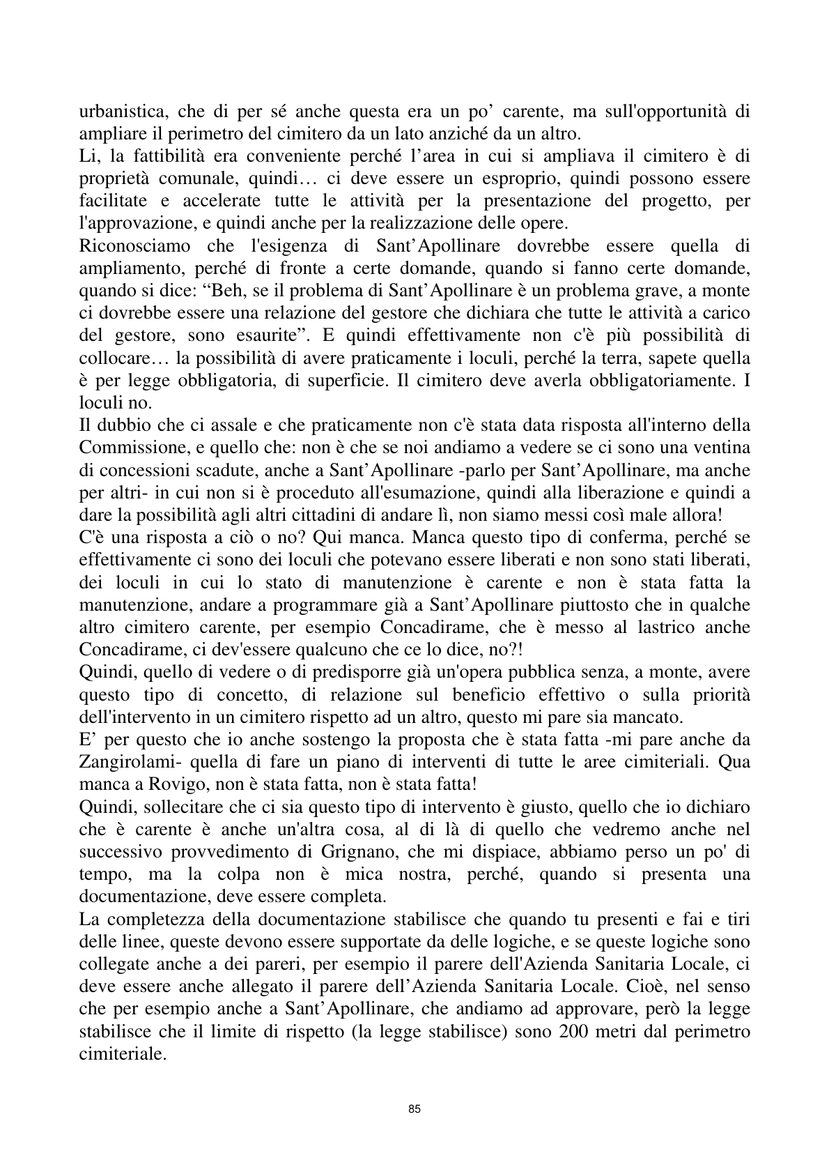 Pagina 85 del verbale