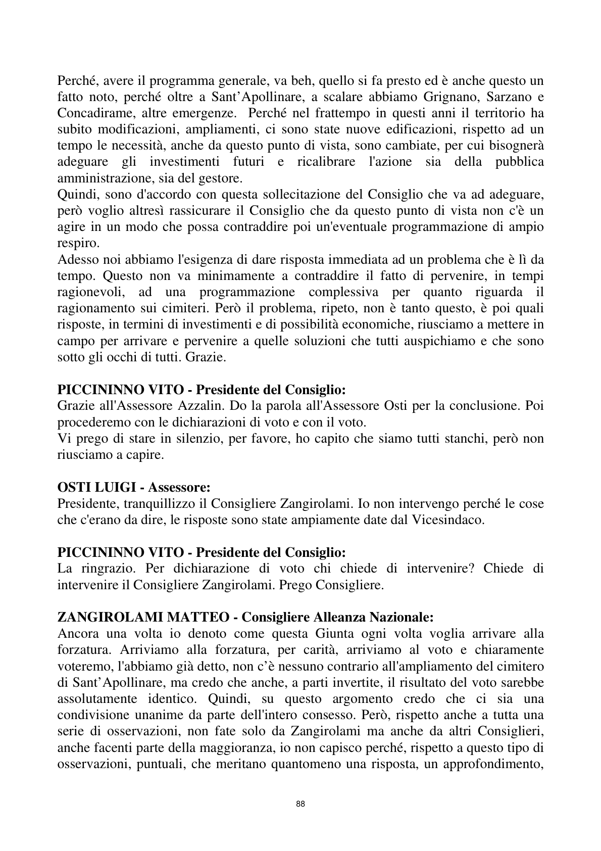 Pagina 88 del verbale