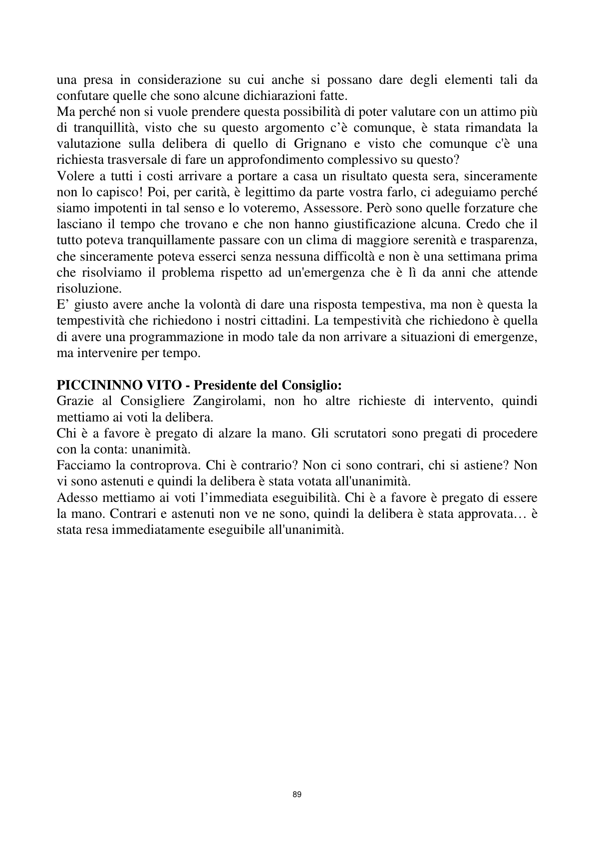 Pagina 89 del verbale