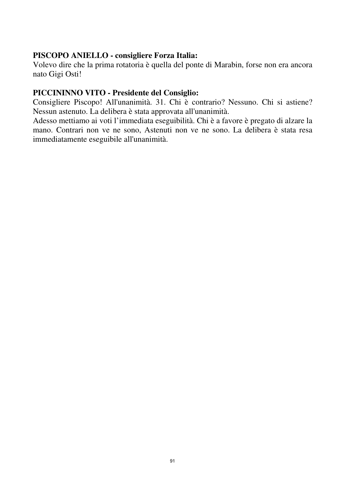 Pagina 91 del verbale