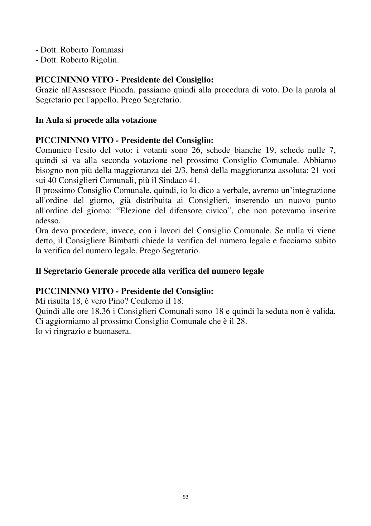 Pagina 93 del verbale
