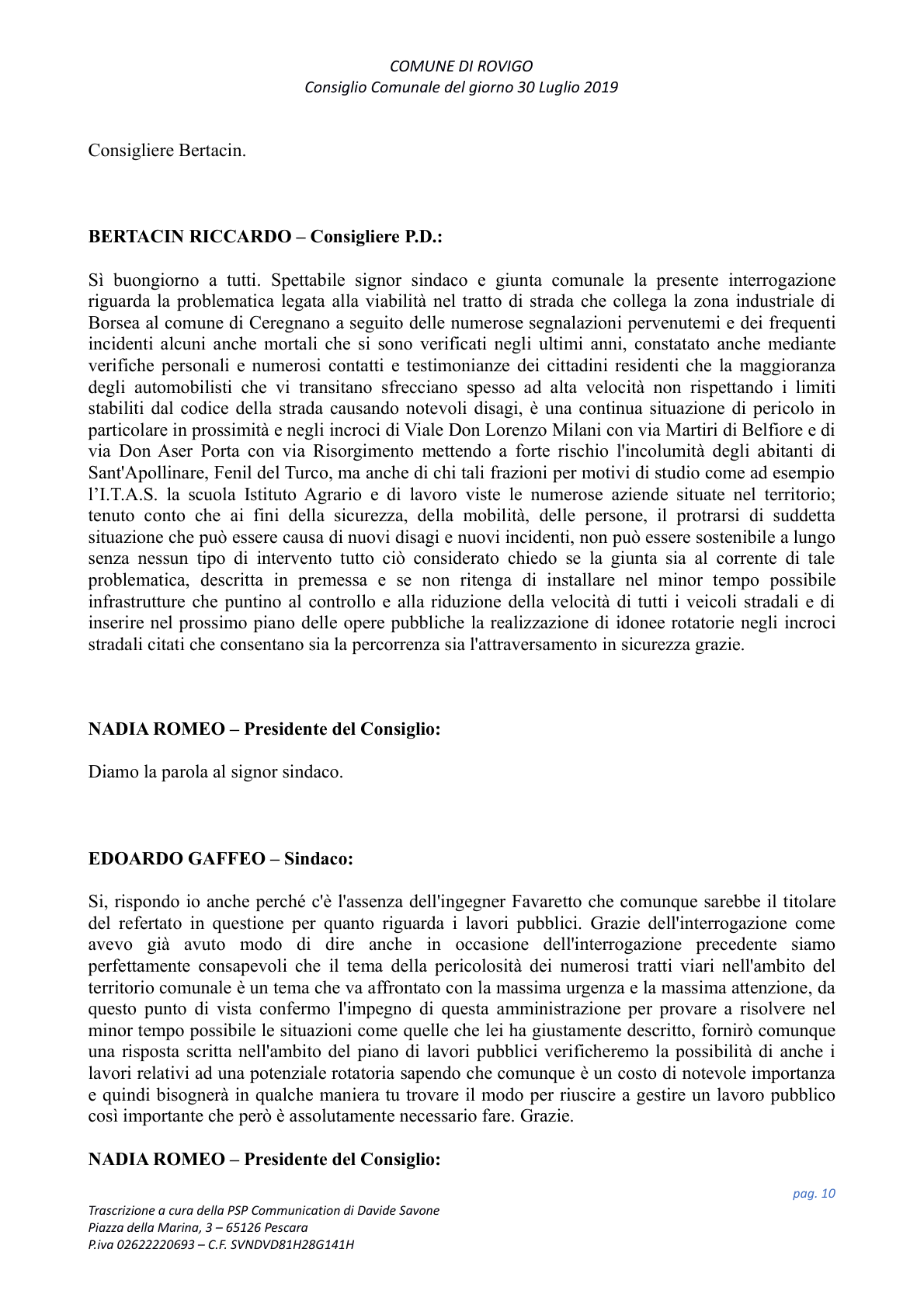 Pagina 10 del verbale