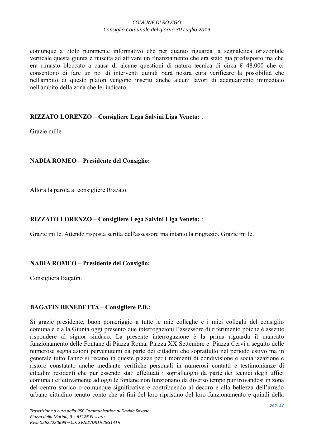Pagina 12 del verbale