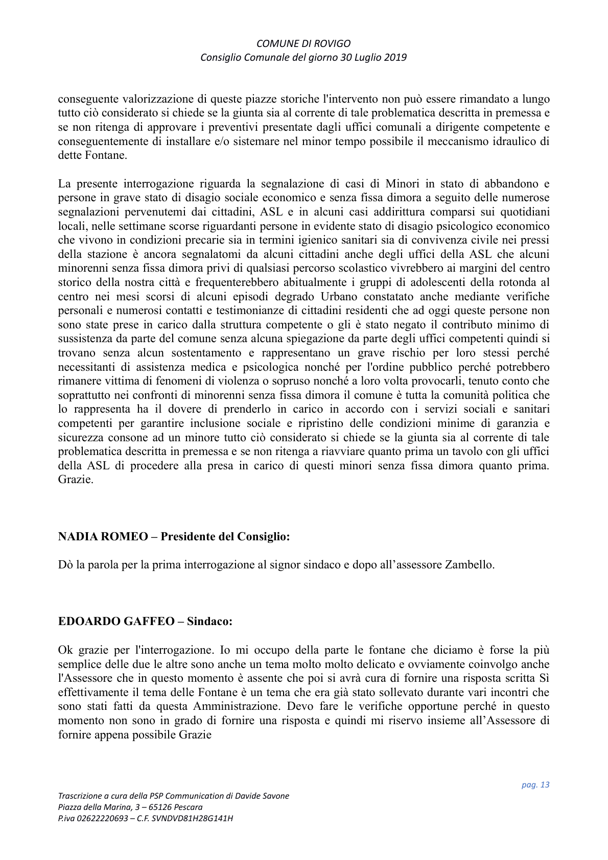 Pagina 13 del verbale