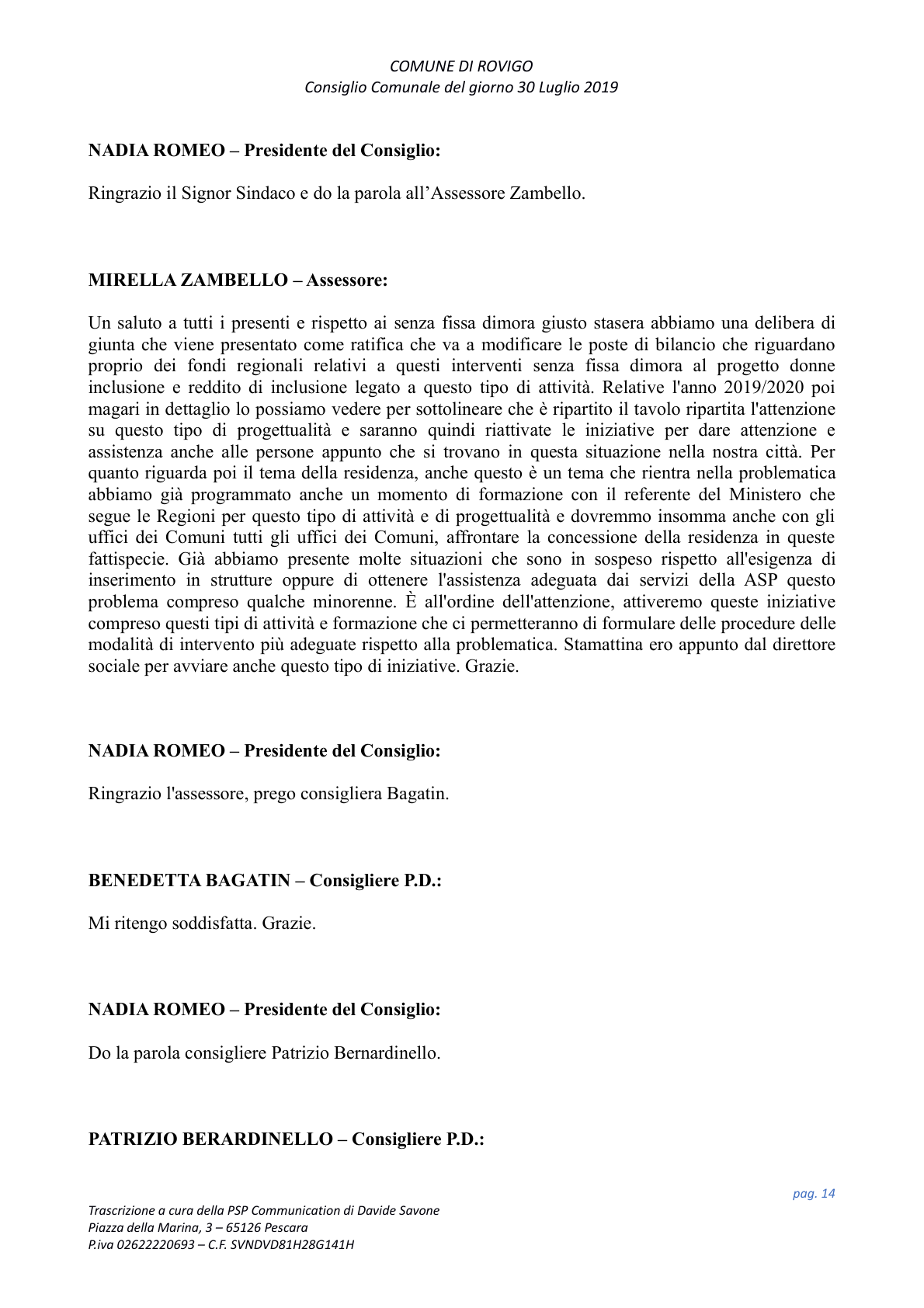 Pagina 14 del verbale