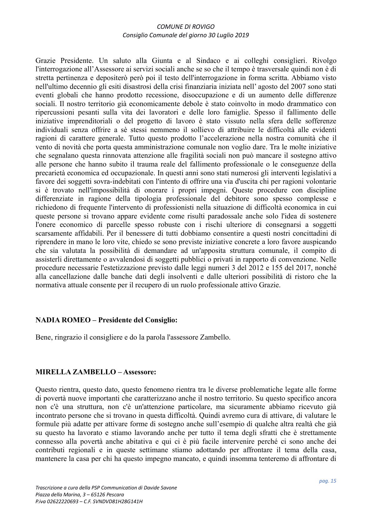 Pagina 15 del verbale