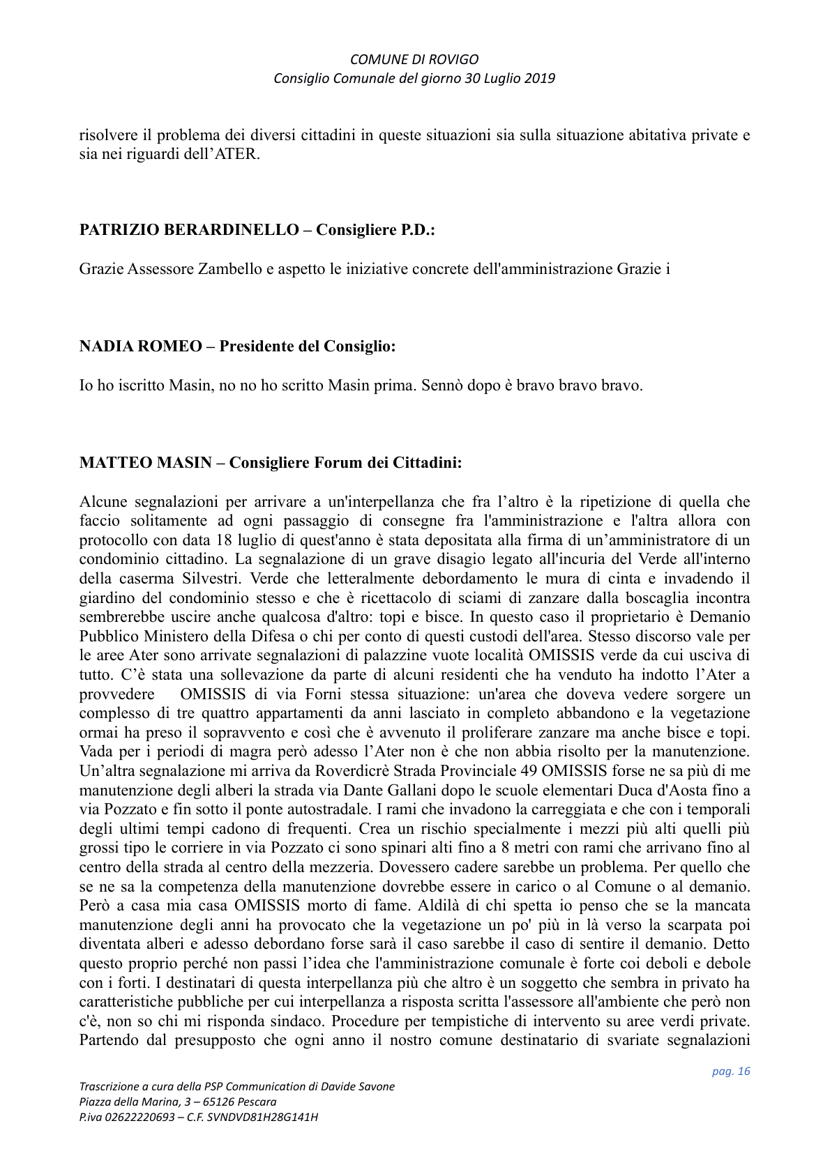 Pagina 16 del verbale