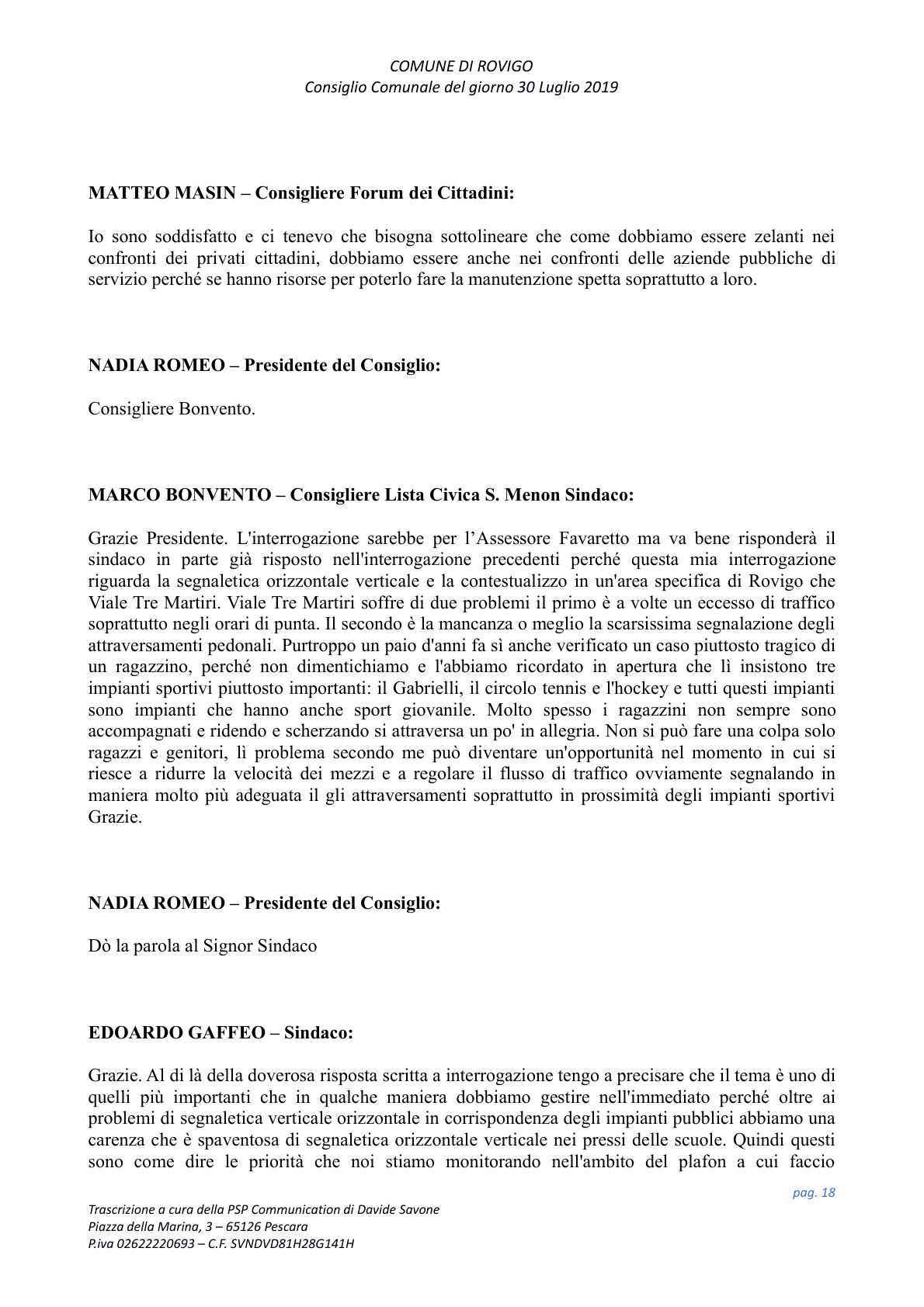 Pagina 18 del verbale