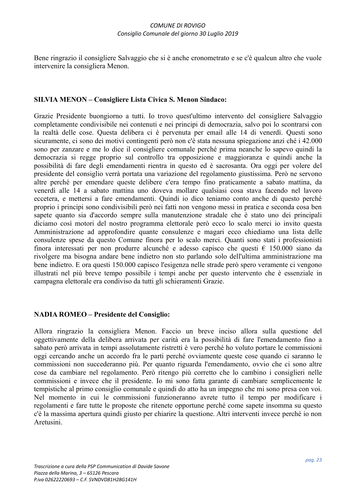 Pagina 23 del verbale