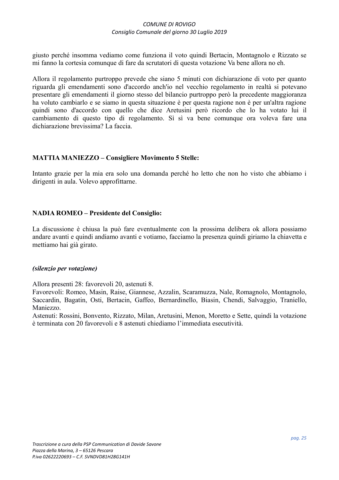 Pagina 25 del verbale