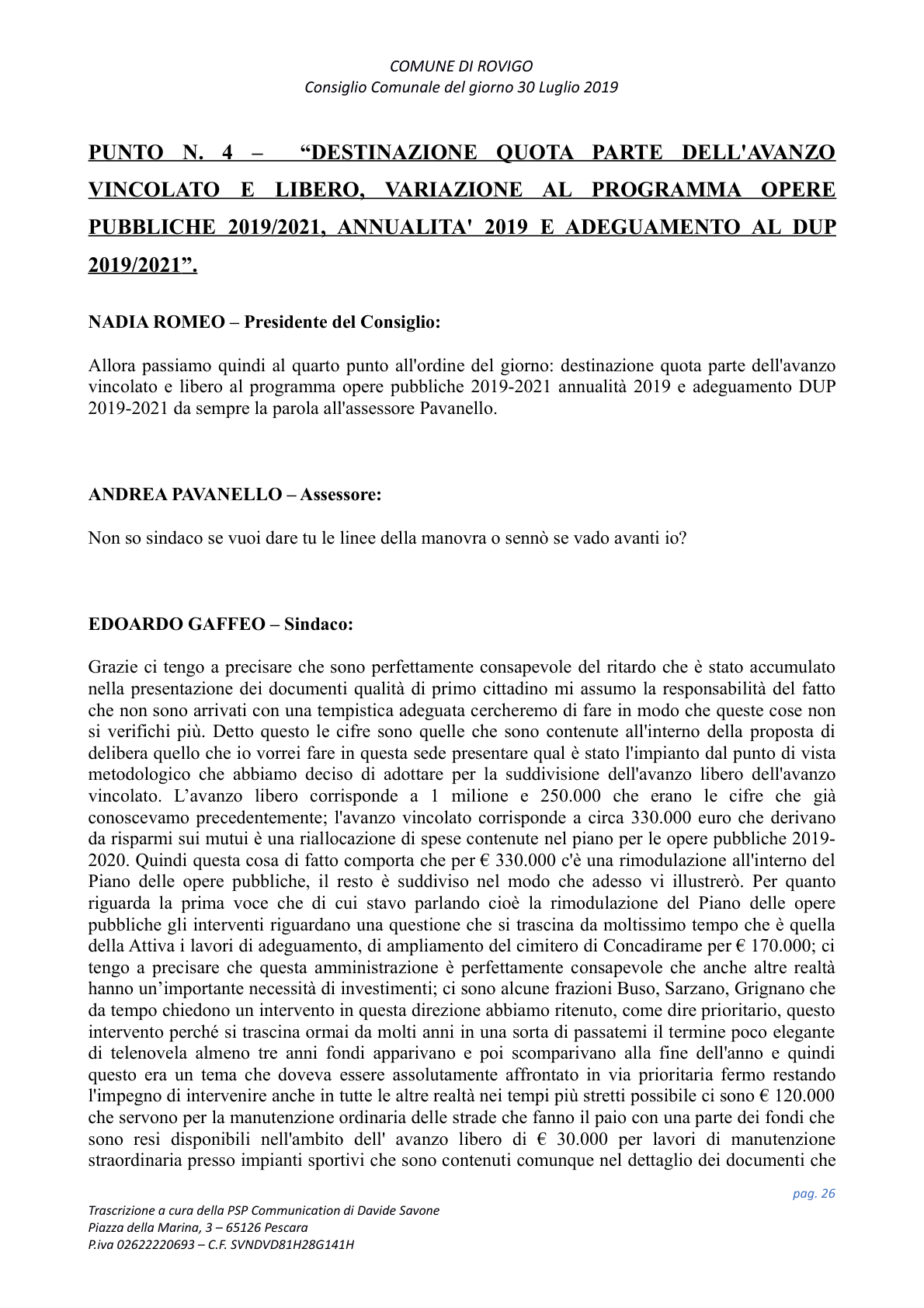 Pagina 26 del verbale