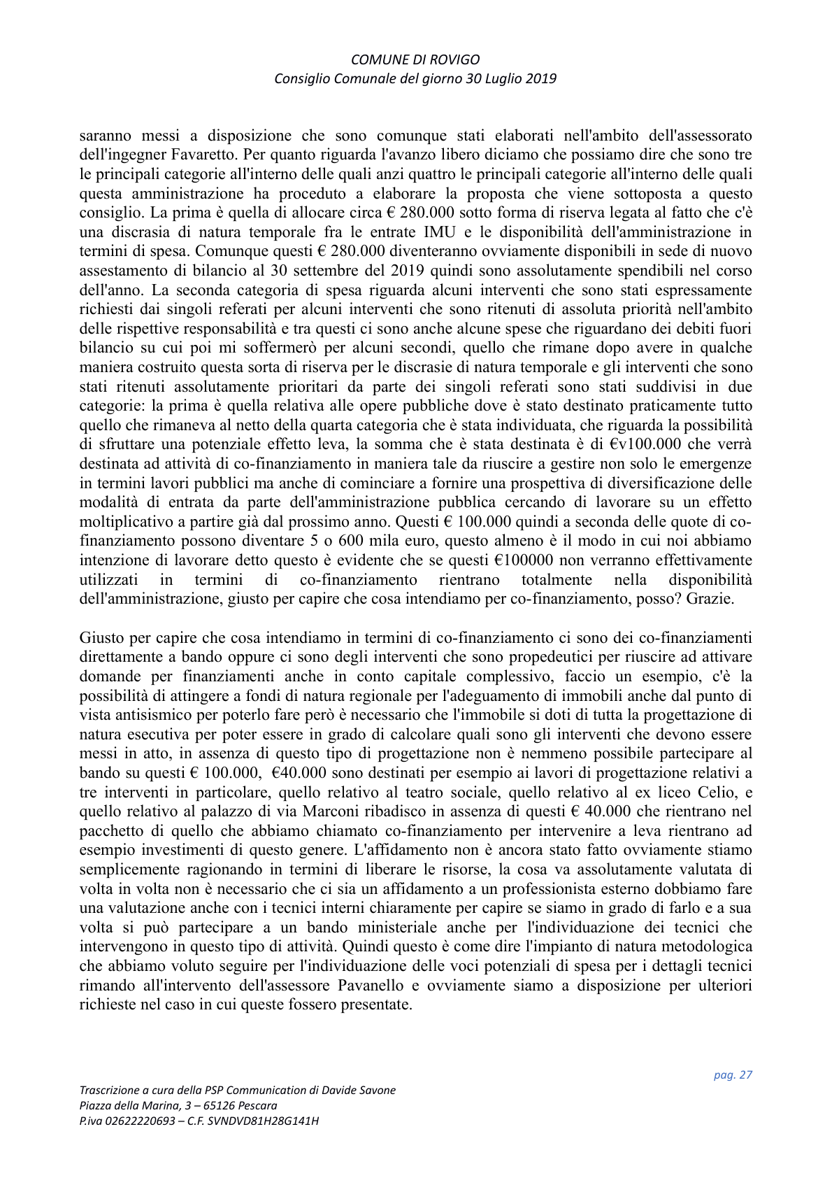 Pagina 27 del verbale