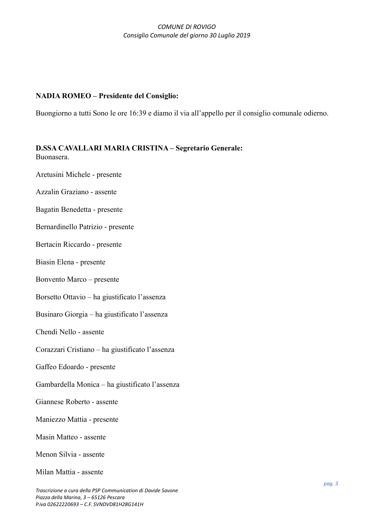 Pagina 3 del verbale