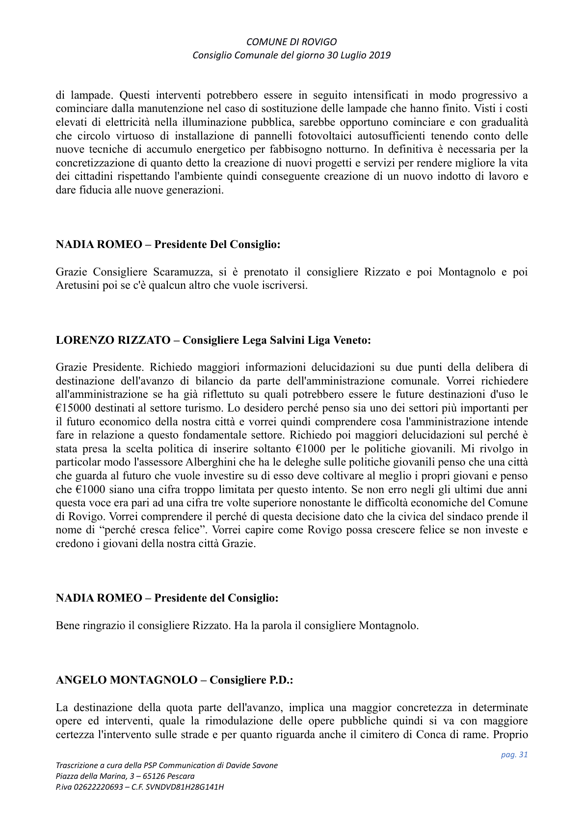 Pagina 31 del verbale