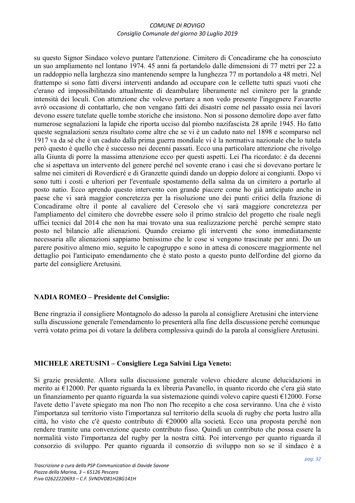 Pagina 32 del verbale