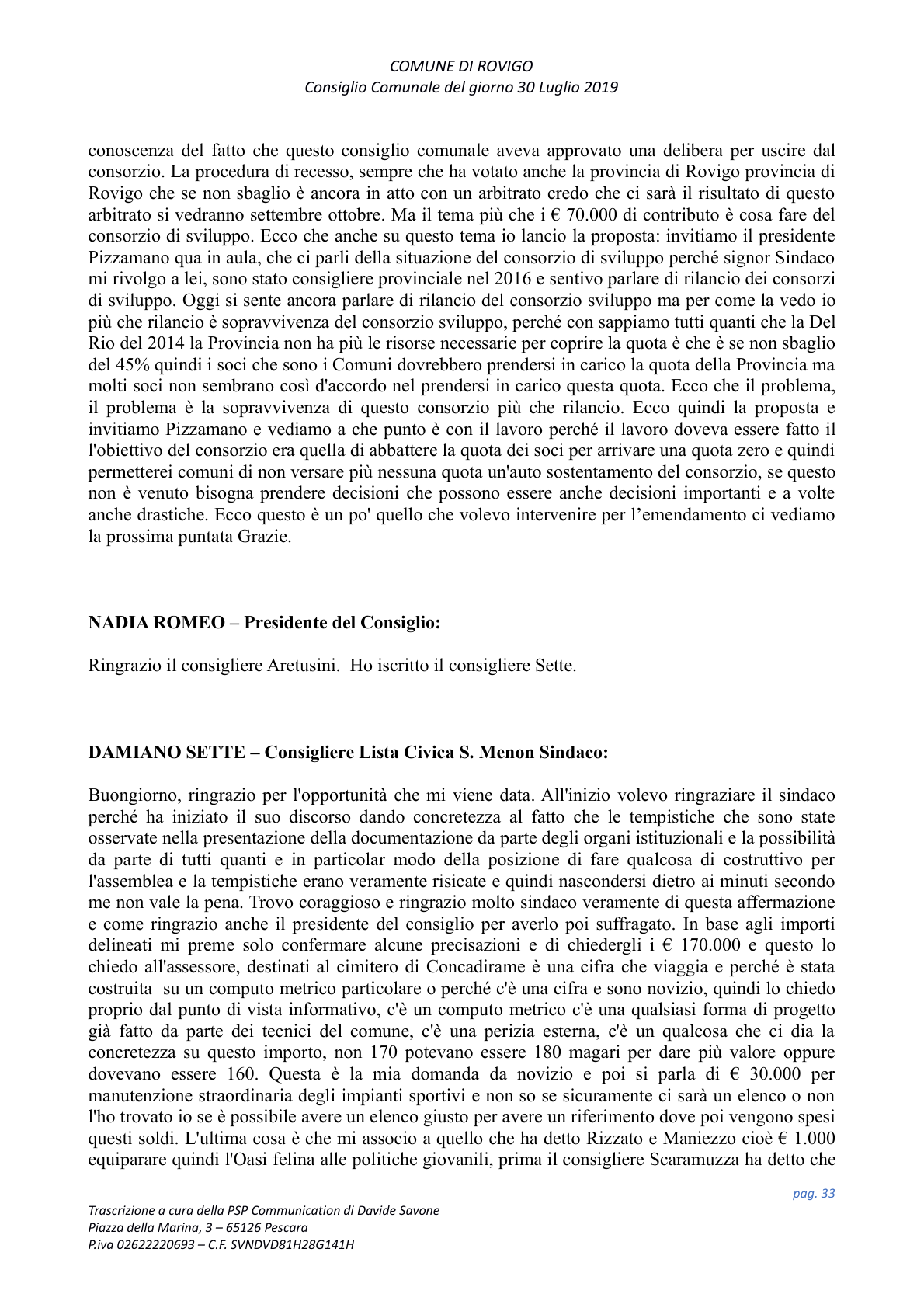 Pagina 33 del verbale