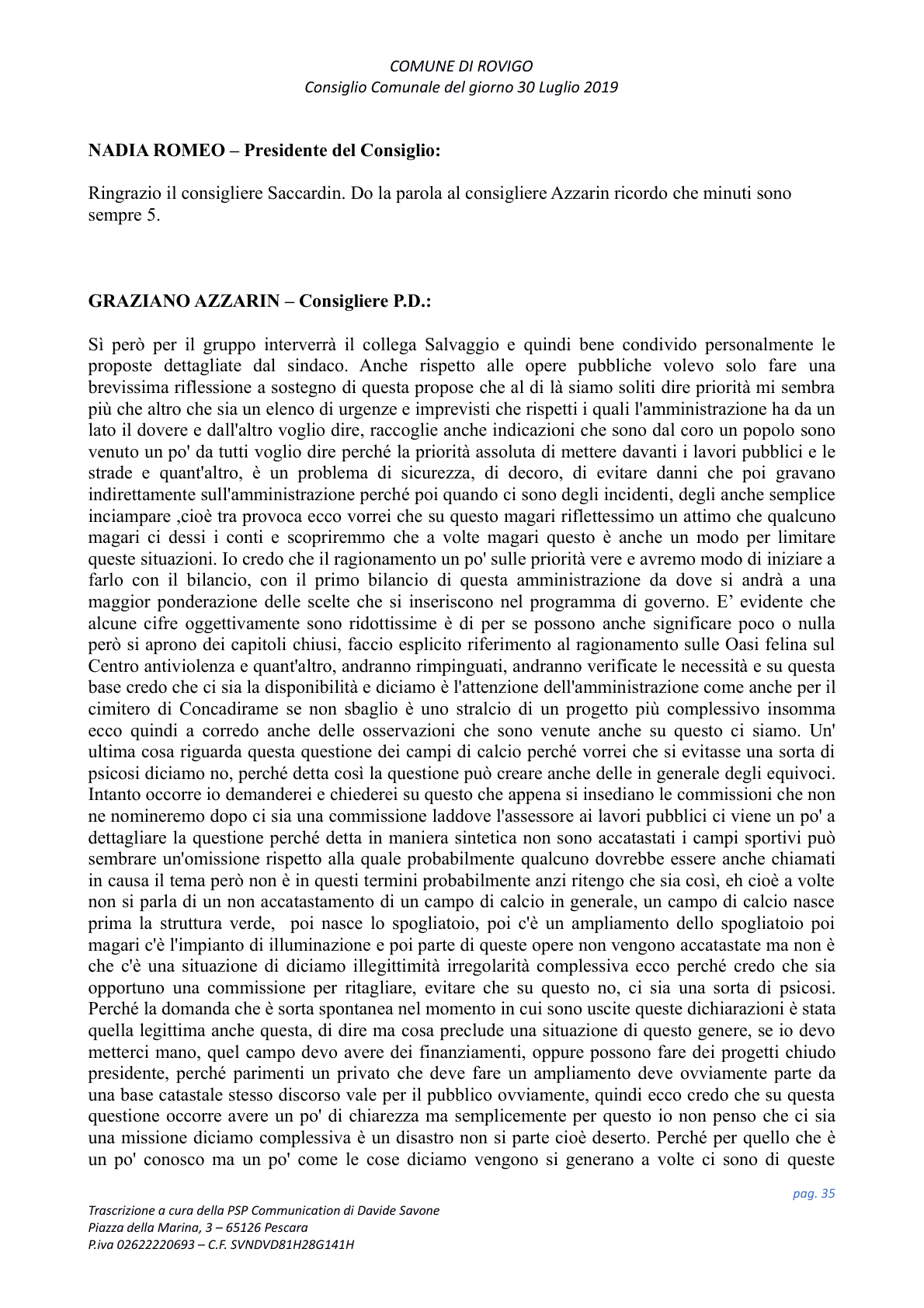 Pagina 35 del verbale