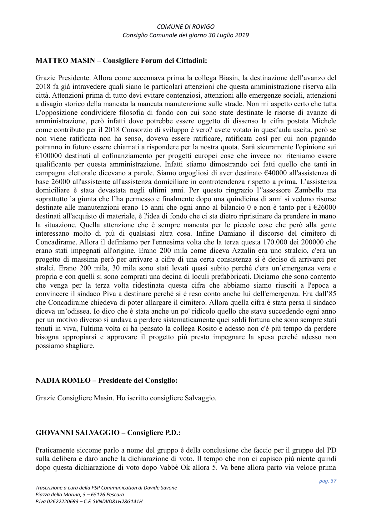 Pagina 37 del verbale