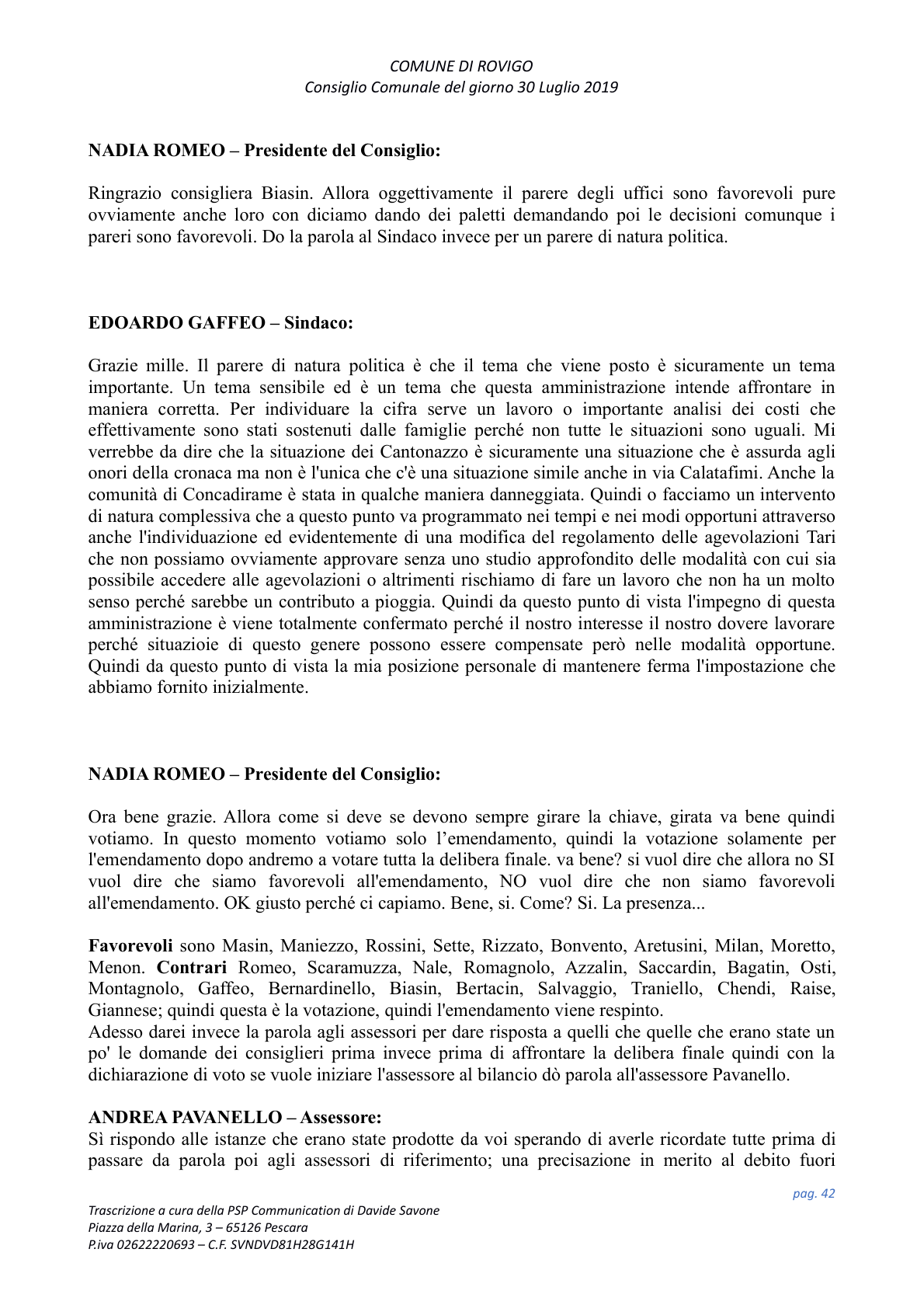 Pagina 42 del verbale