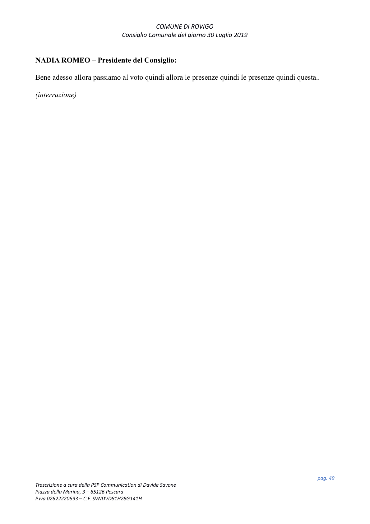 Pagina 49 del verbale