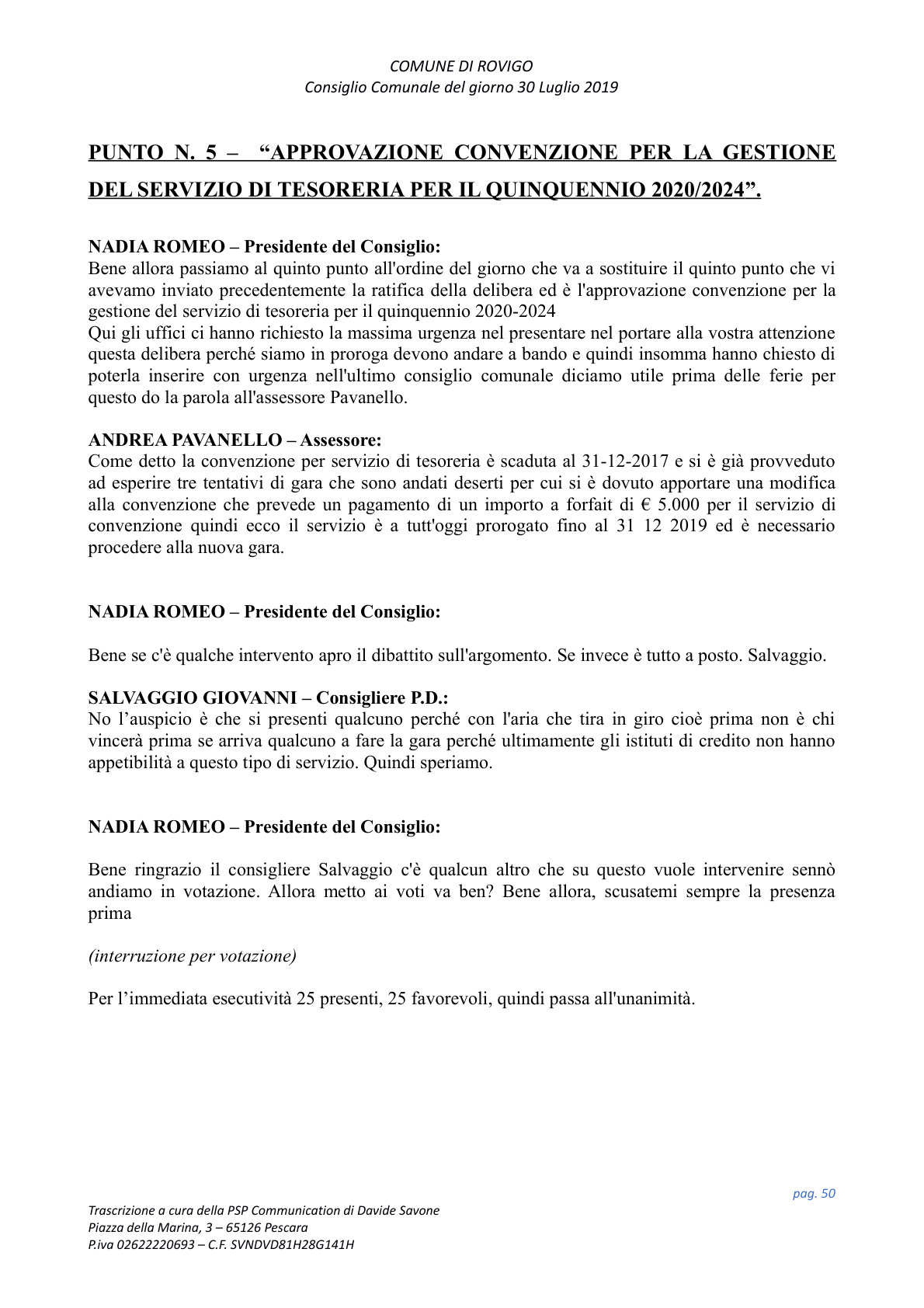 Pagina 50 del verbale