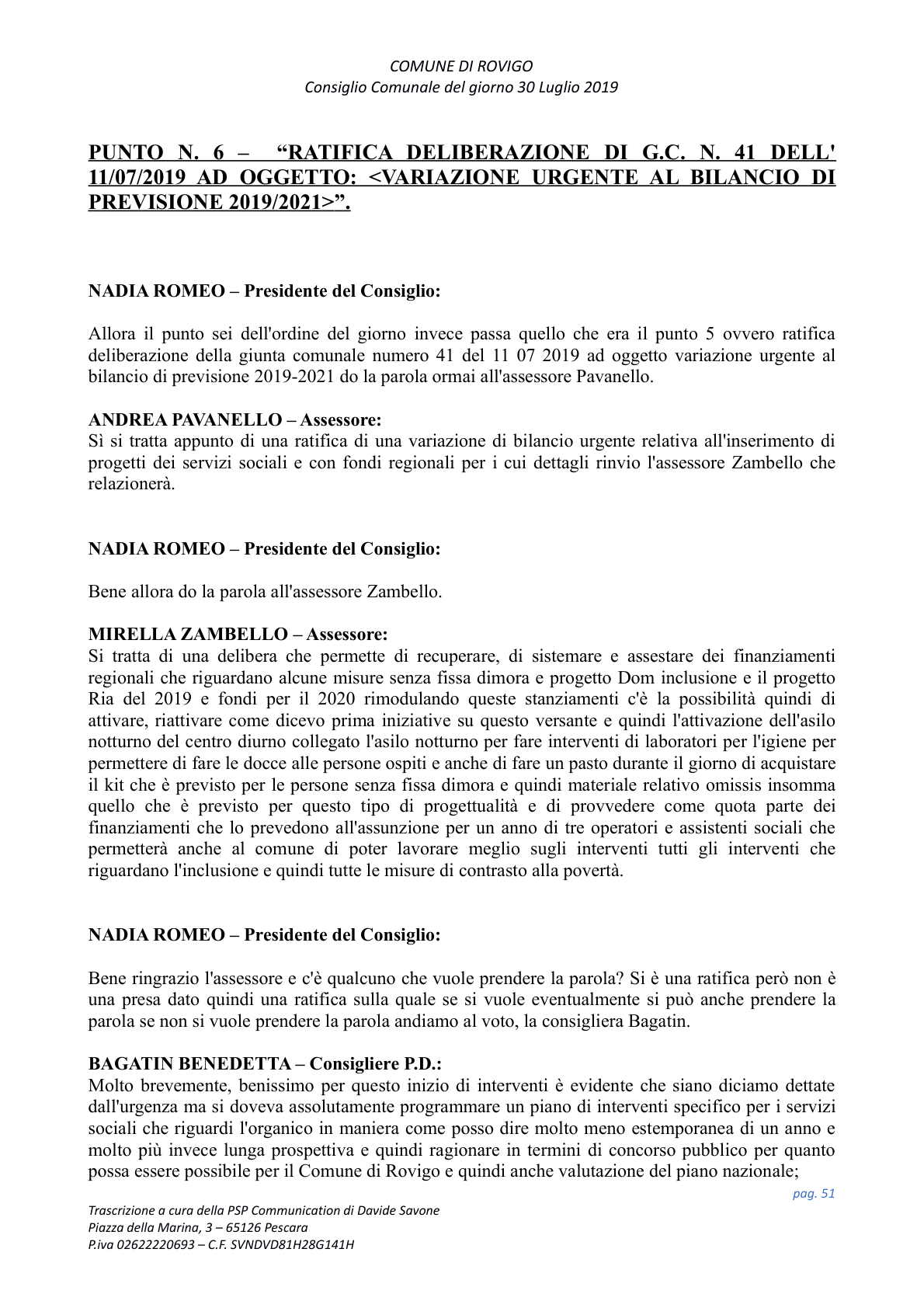 Pagina 51 del verbale
