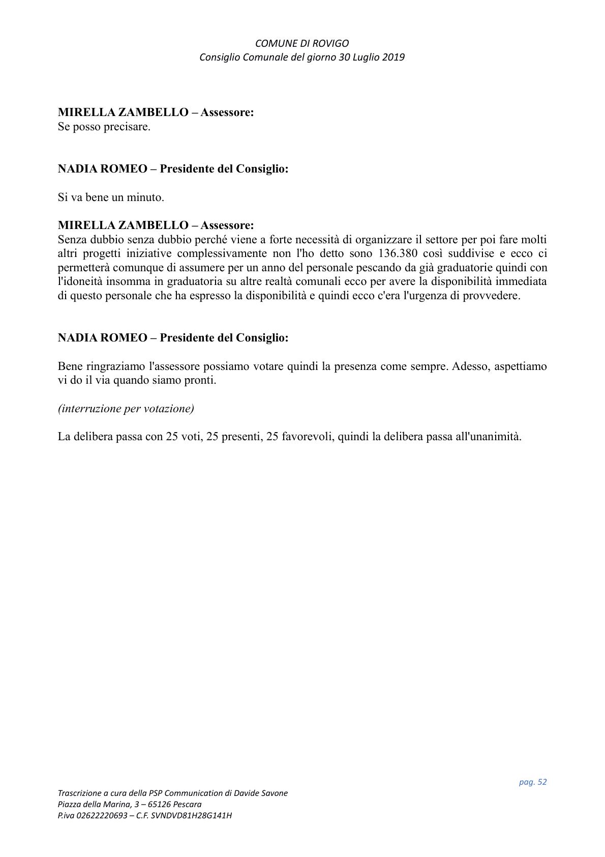 Pagina 52 del verbale