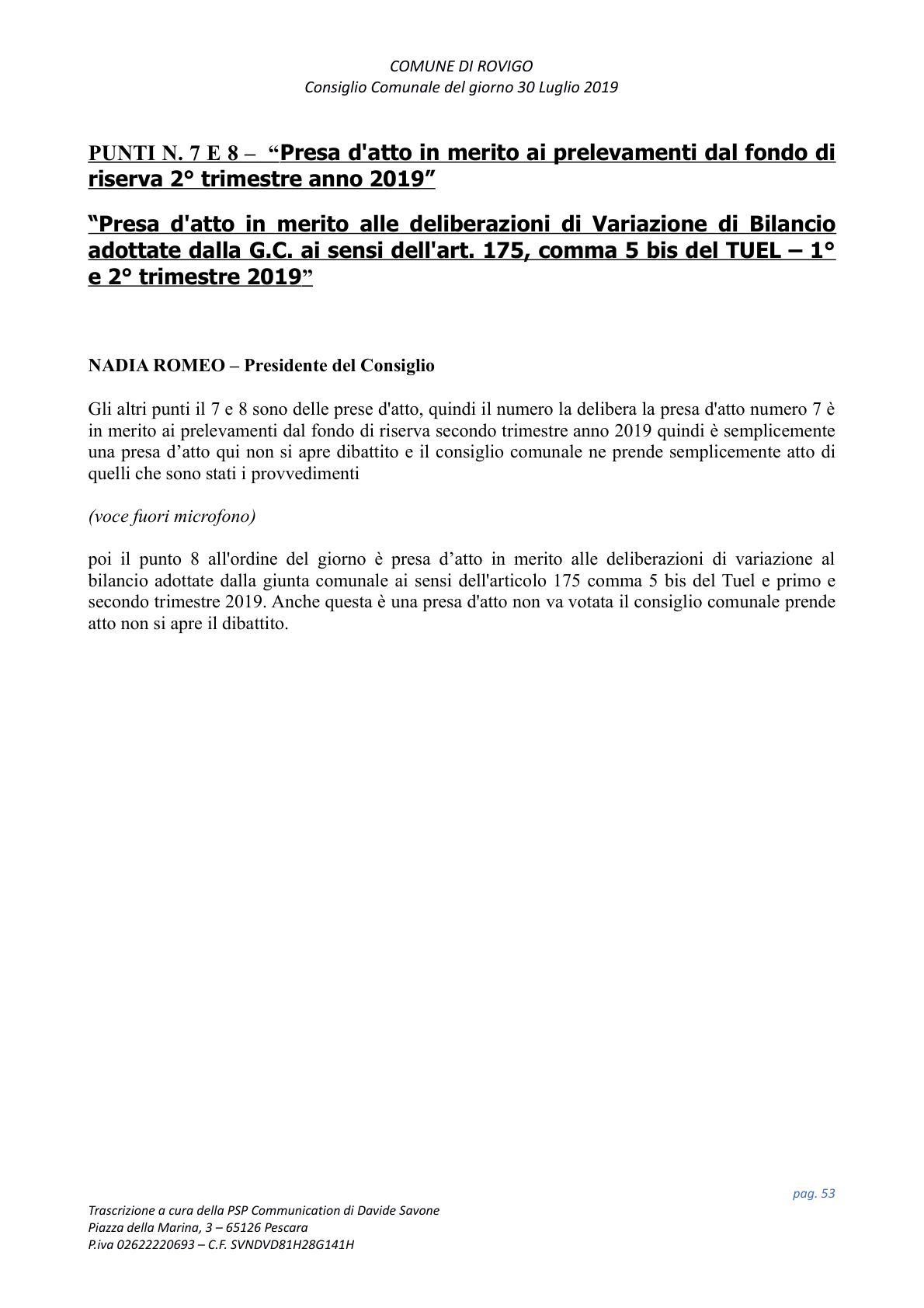 Pagina 53 del verbale