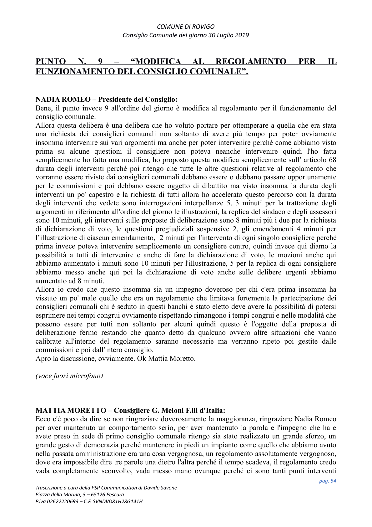 Pagina 54 del verbale