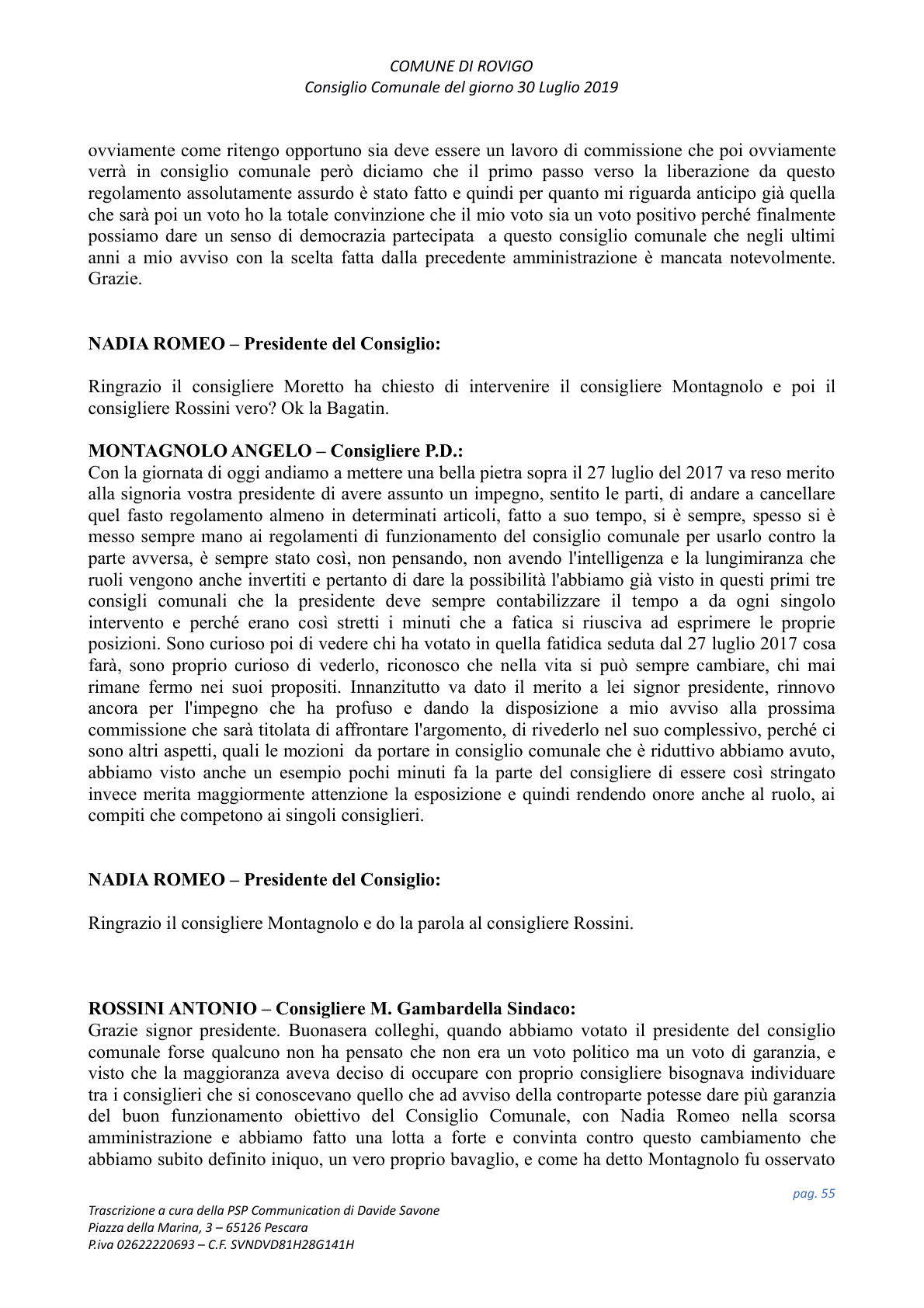 Pagina 55 del verbale