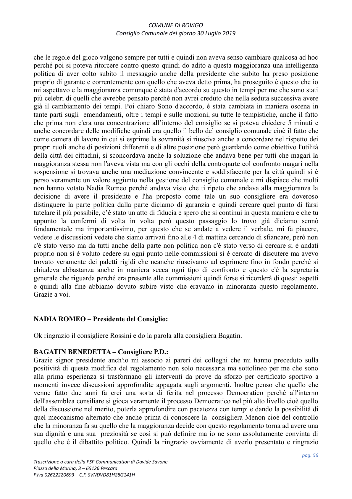 Pagina 56 del verbale