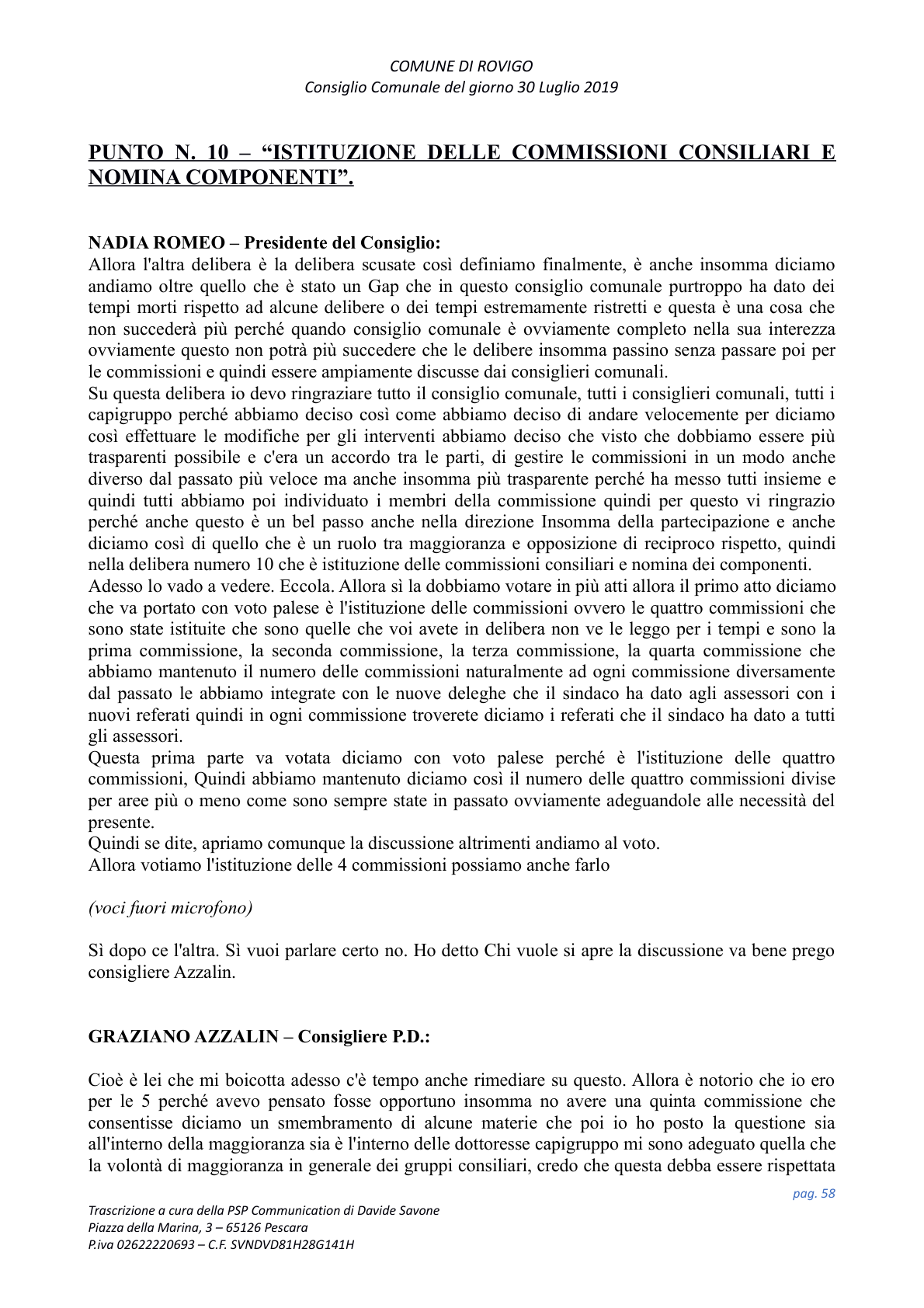 Pagina 58 del verbale