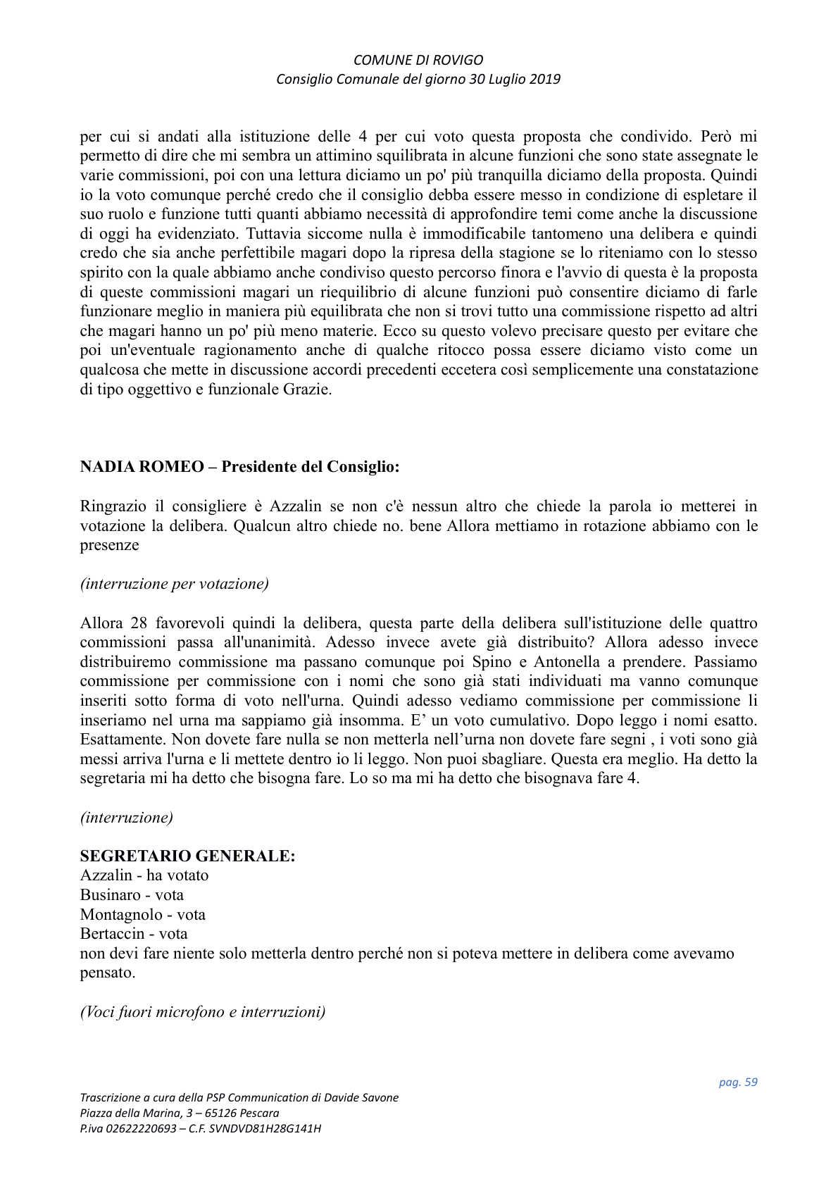 Pagina 59 del verbale