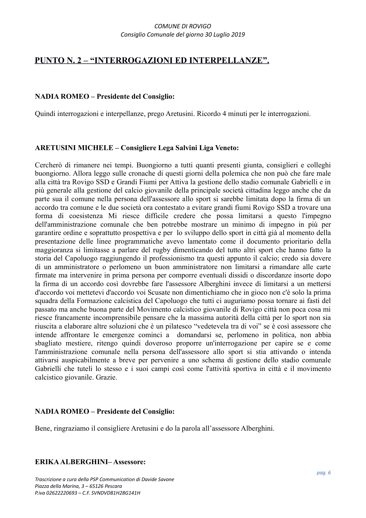 Pagina 6 del verbale