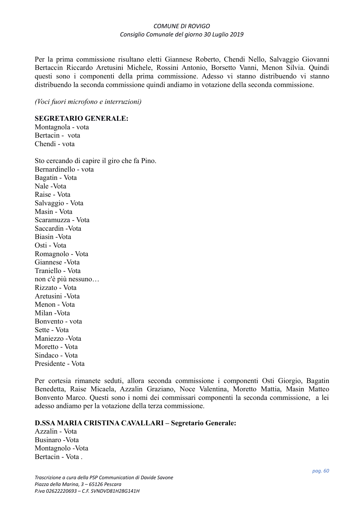 Pagina 60 del verbale