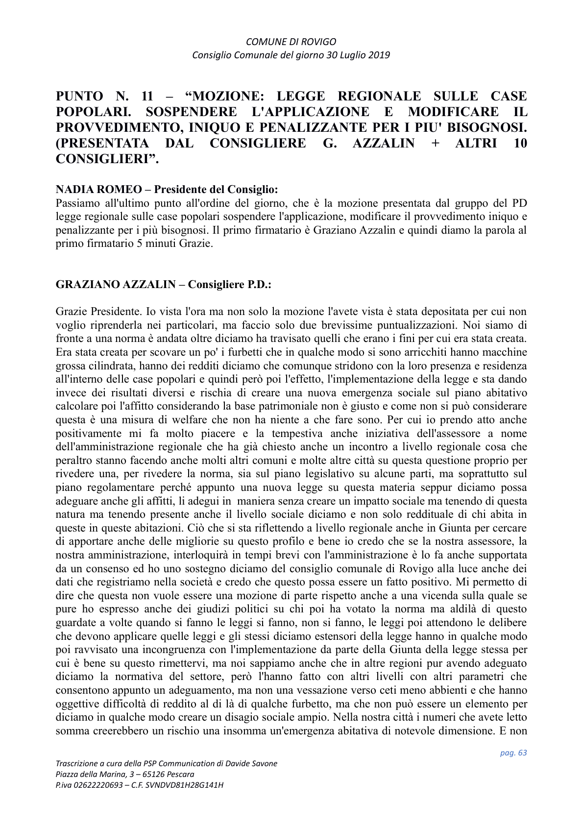 Pagina 63 del verbale