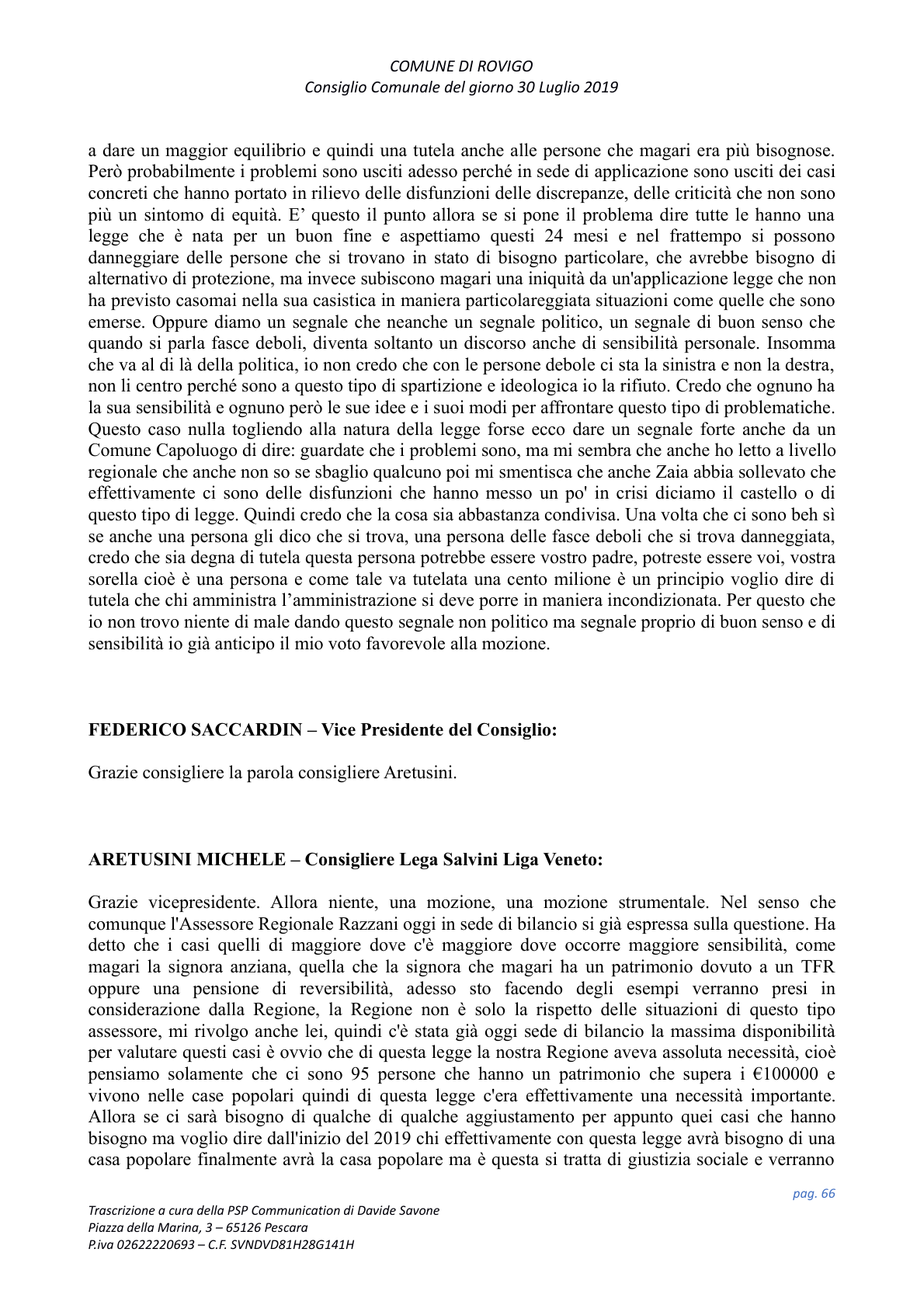 Pagina 66 del verbale