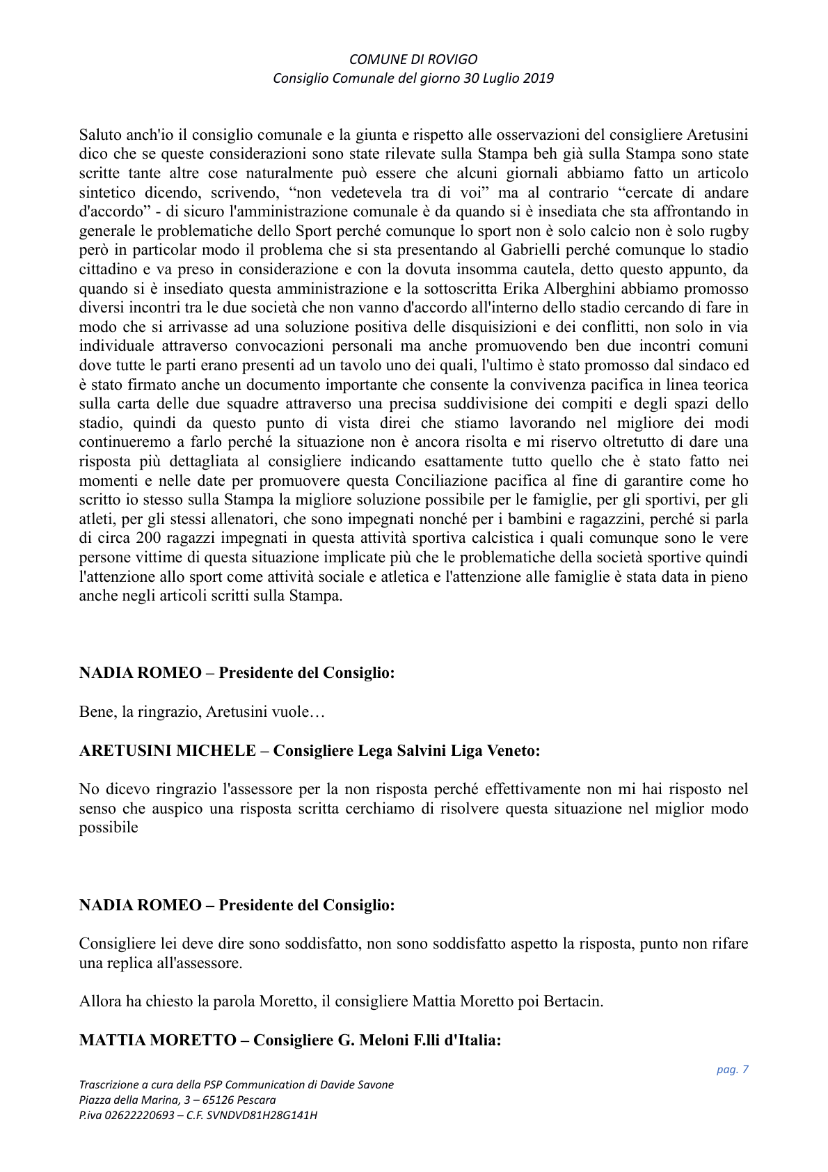 Pagina 7 del verbale